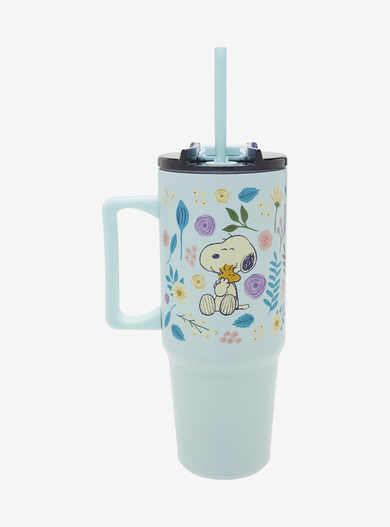 Peanuts Snoopy & Woodstock Floral Straw Tumbler with Handle, , hi-res