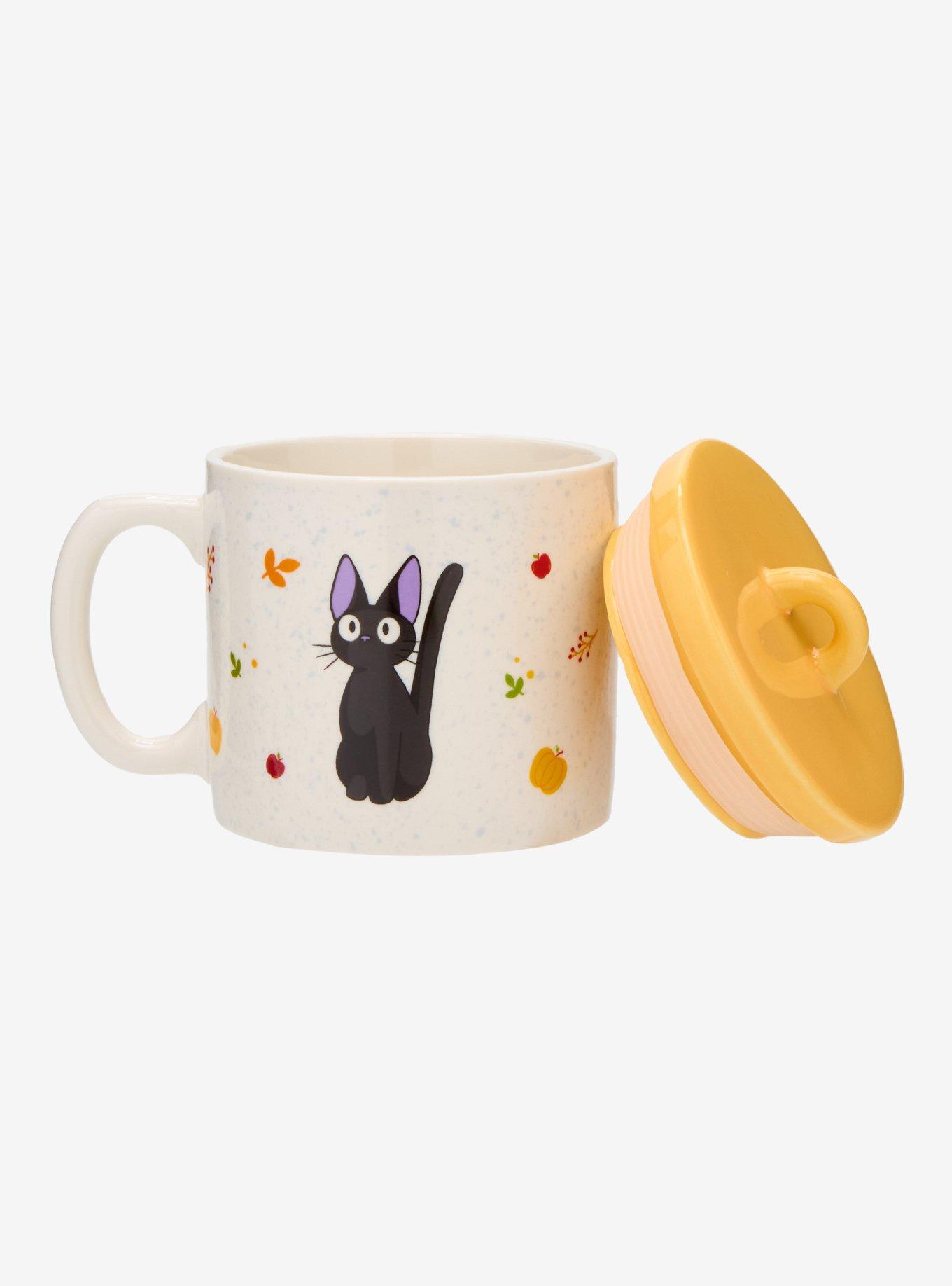 Studio Ghibli® Kiki's Delivery Service Jiji Fall Leaves Mug With Lid — BoxLunch Exclusive, , hi-res