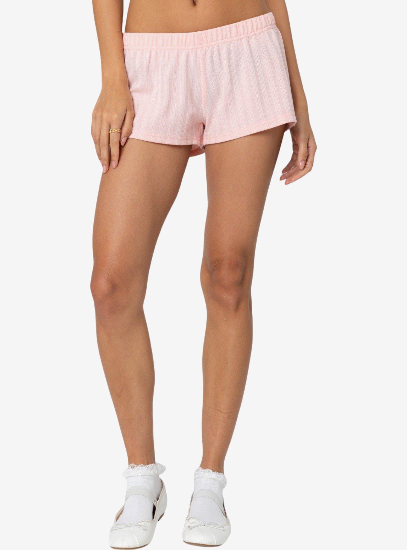 Edikted Irene Low Rise Pointelle Micro Shorts, PINK, alternate