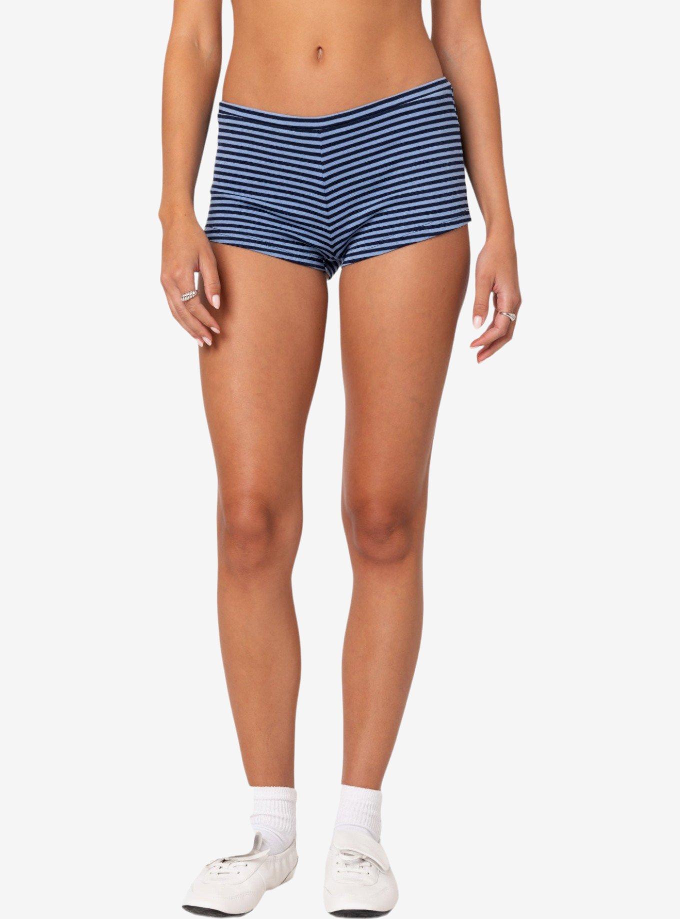 Edikted Levia Striped Micro Shorts, BLUE, alternate