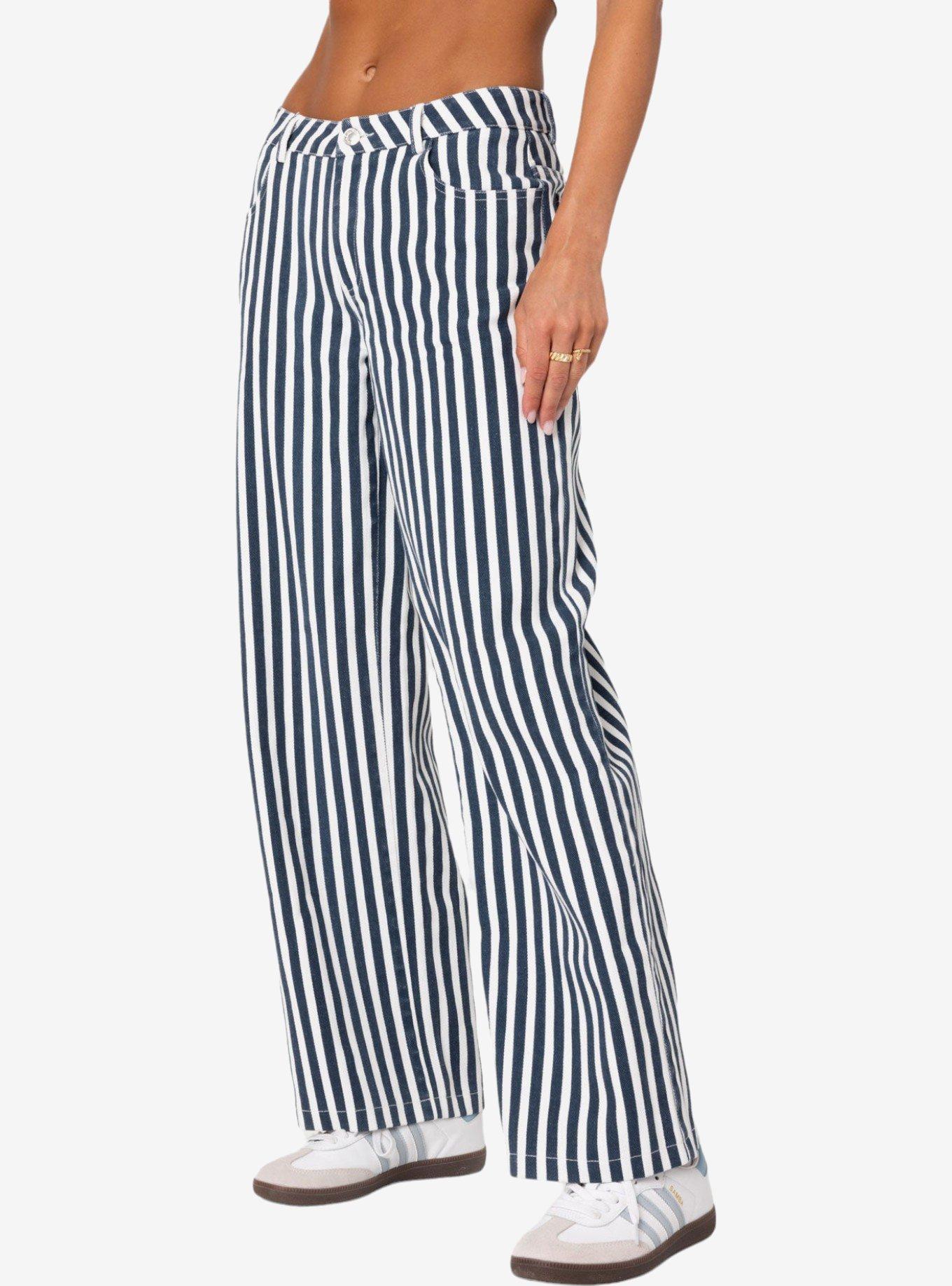 Edikted Striped Low Rise Jeans, MULTI, alternate