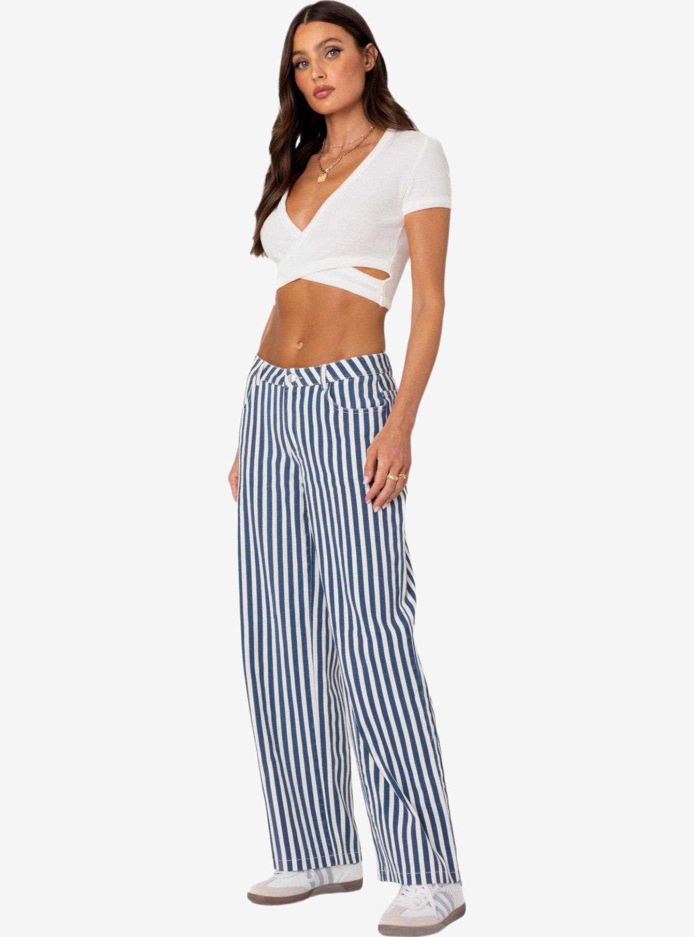 Edikted Striped Low Rise Jeans, MULTI, alternate