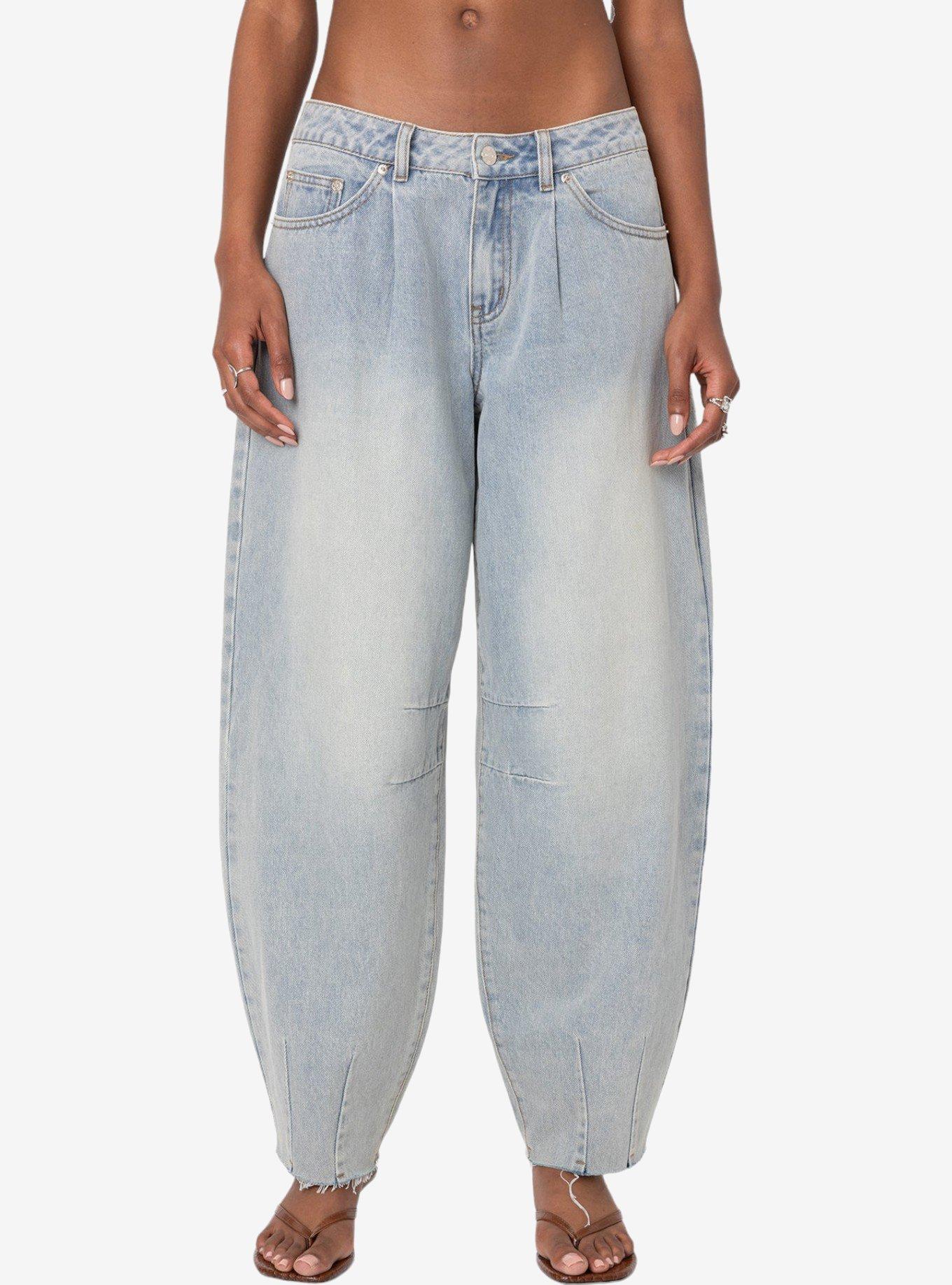 Edikted Balloon Washed Low Rise Jeans, BLUE, alternate