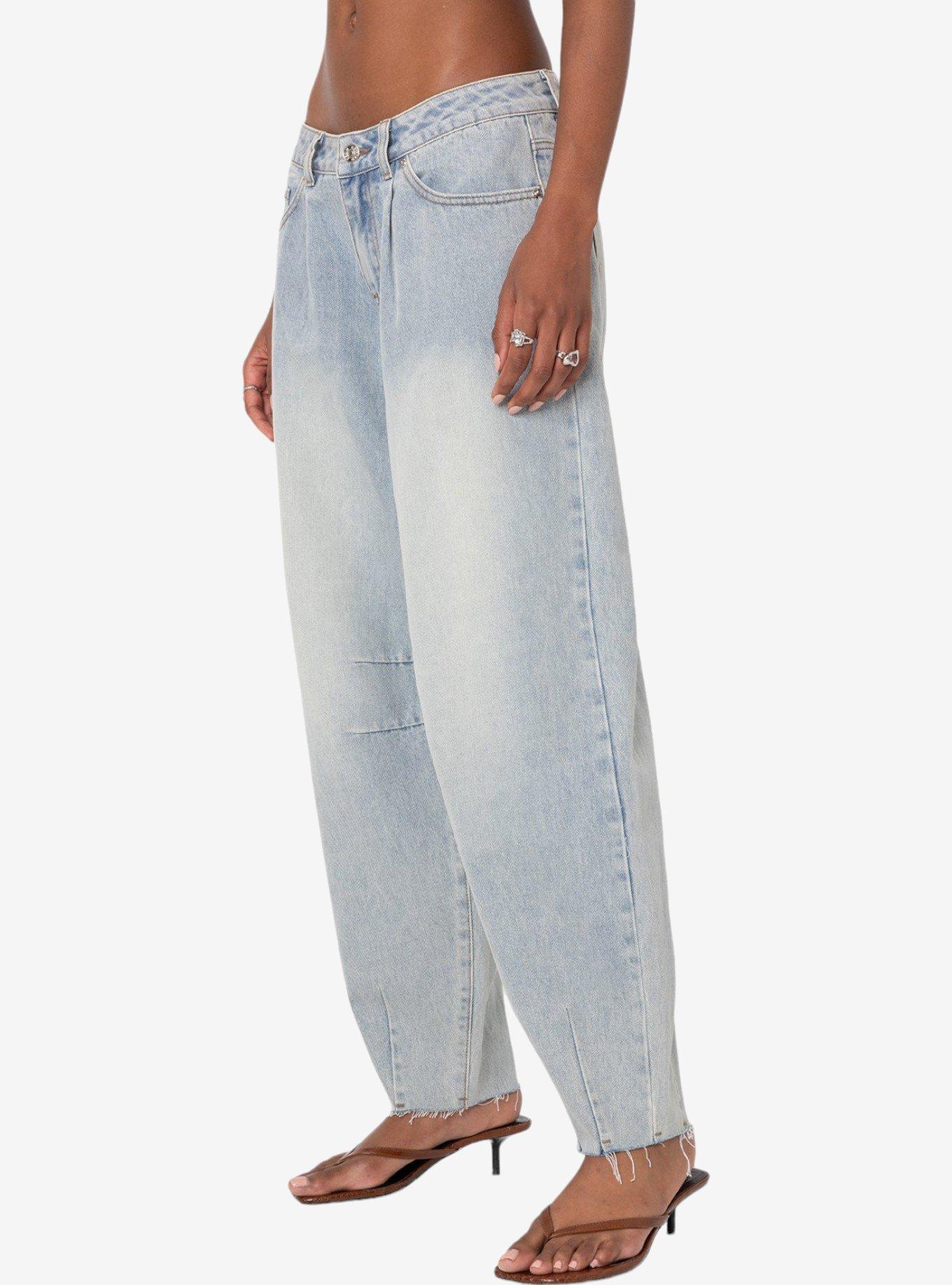 Edikted Balloon Washed Low Rise Jeans, BLUE, alternate