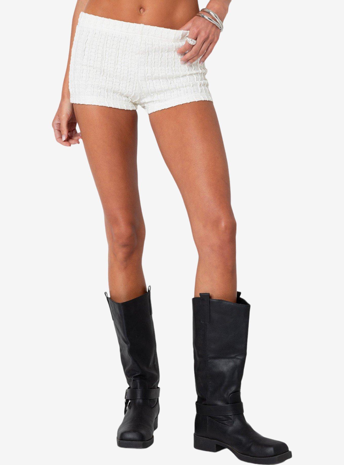 Edikted Phoebe Textured Knit Shorts, BRIGHT WHITE, alternate