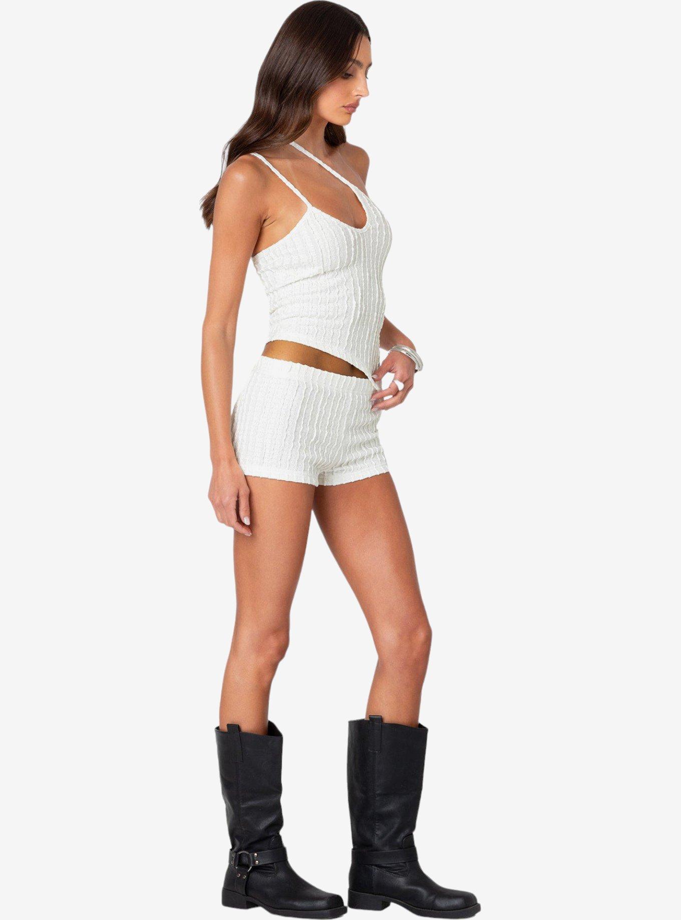 Edikted Phoebe Textured Knit Shorts, BRIGHT WHITE, alternate