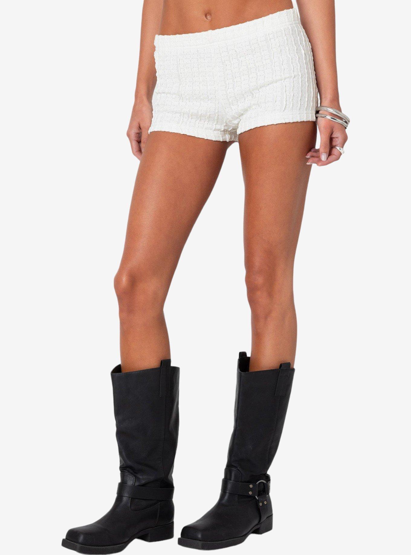 Edikted Phoebe Textured Knit Shorts, BRIGHT WHITE, alternate