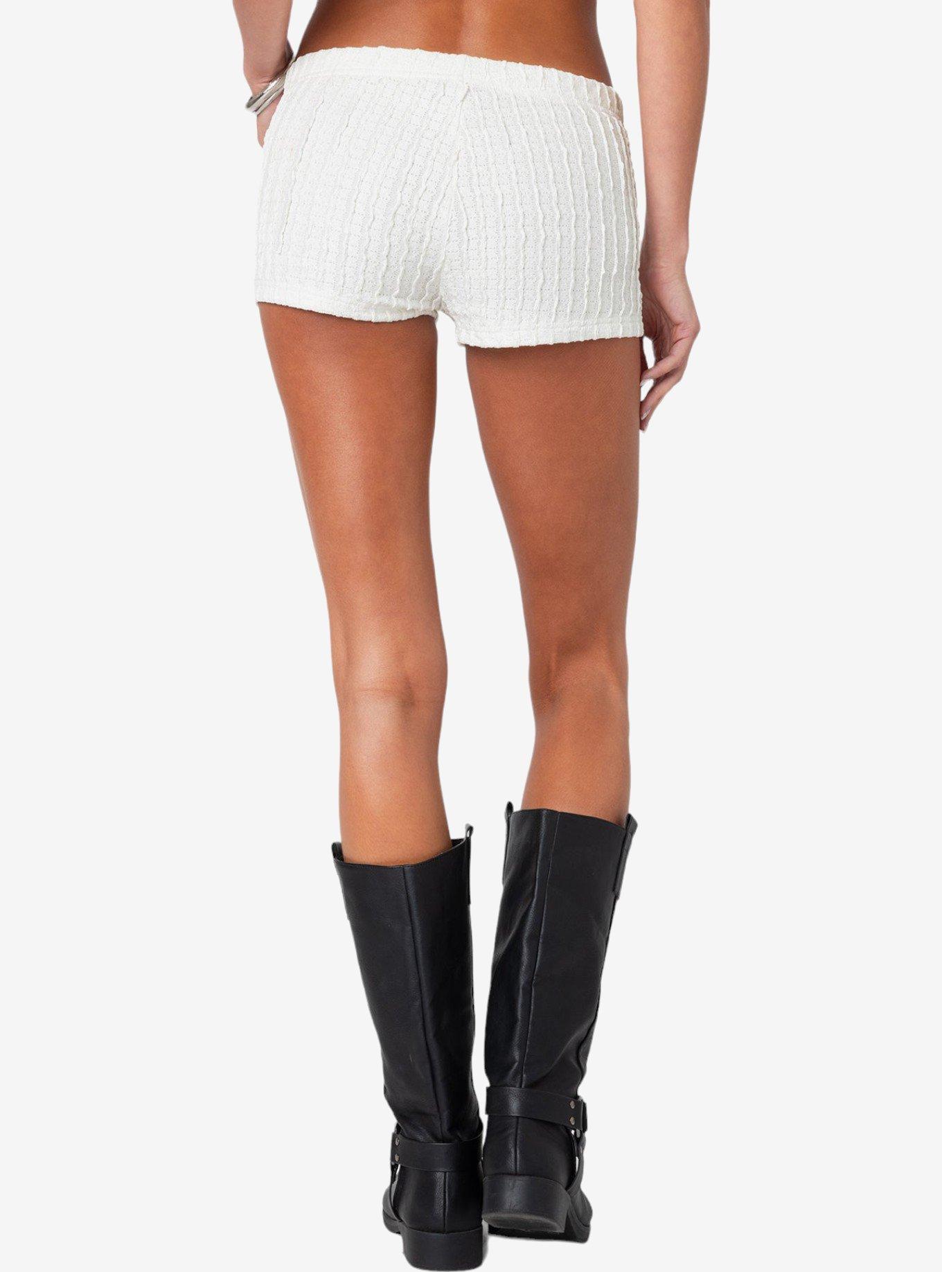 Edikted Phoebe Textured Knit Shorts, BRIGHT WHITE, alternate