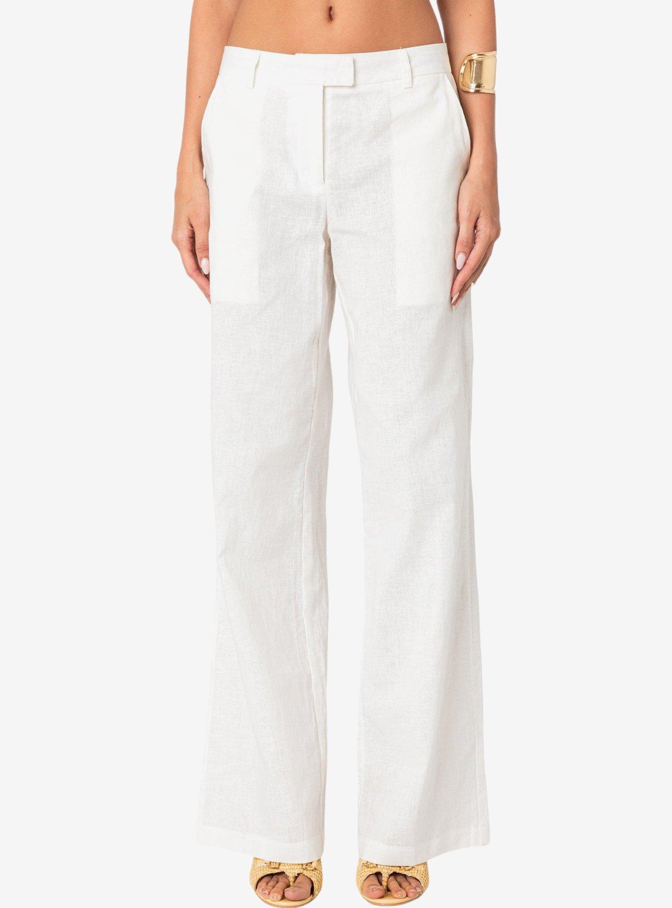 Edikted Arya Linen Look Pants, IVORY, alternate