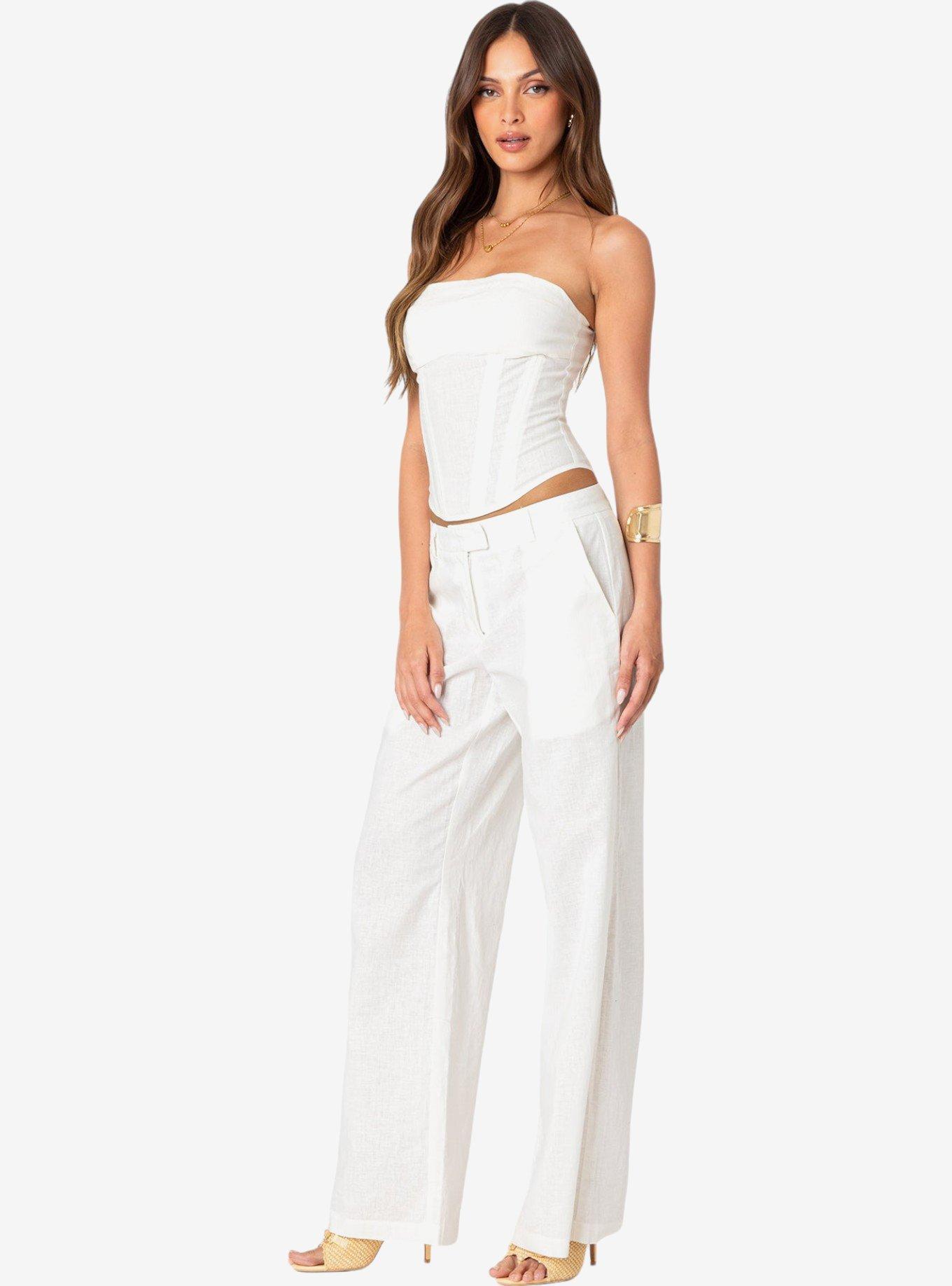 Edikted Arya Linen Look Pants, IVORY, alternate
