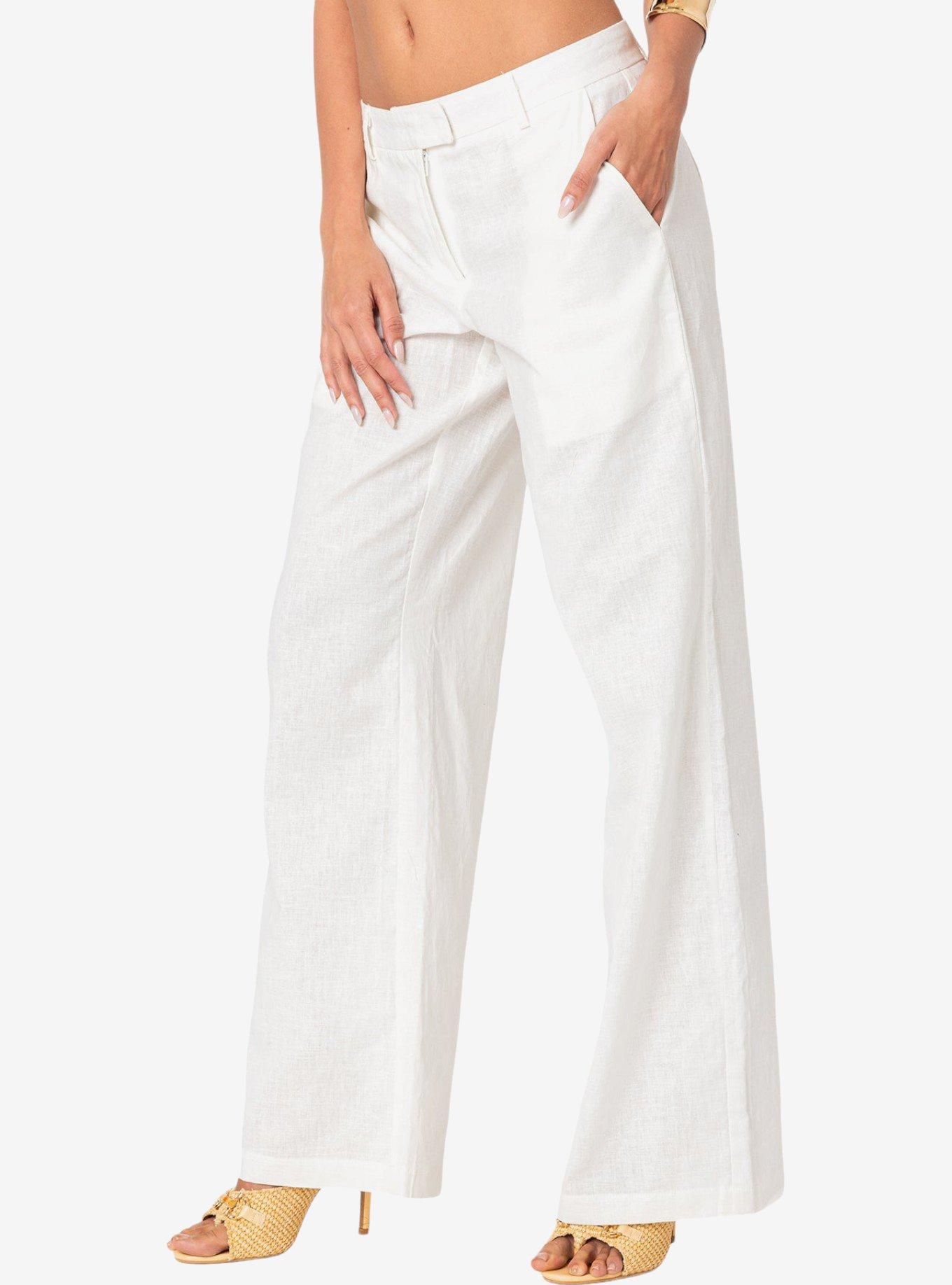 Edikted Arya Linen Look Pants, IVORY, alternate
