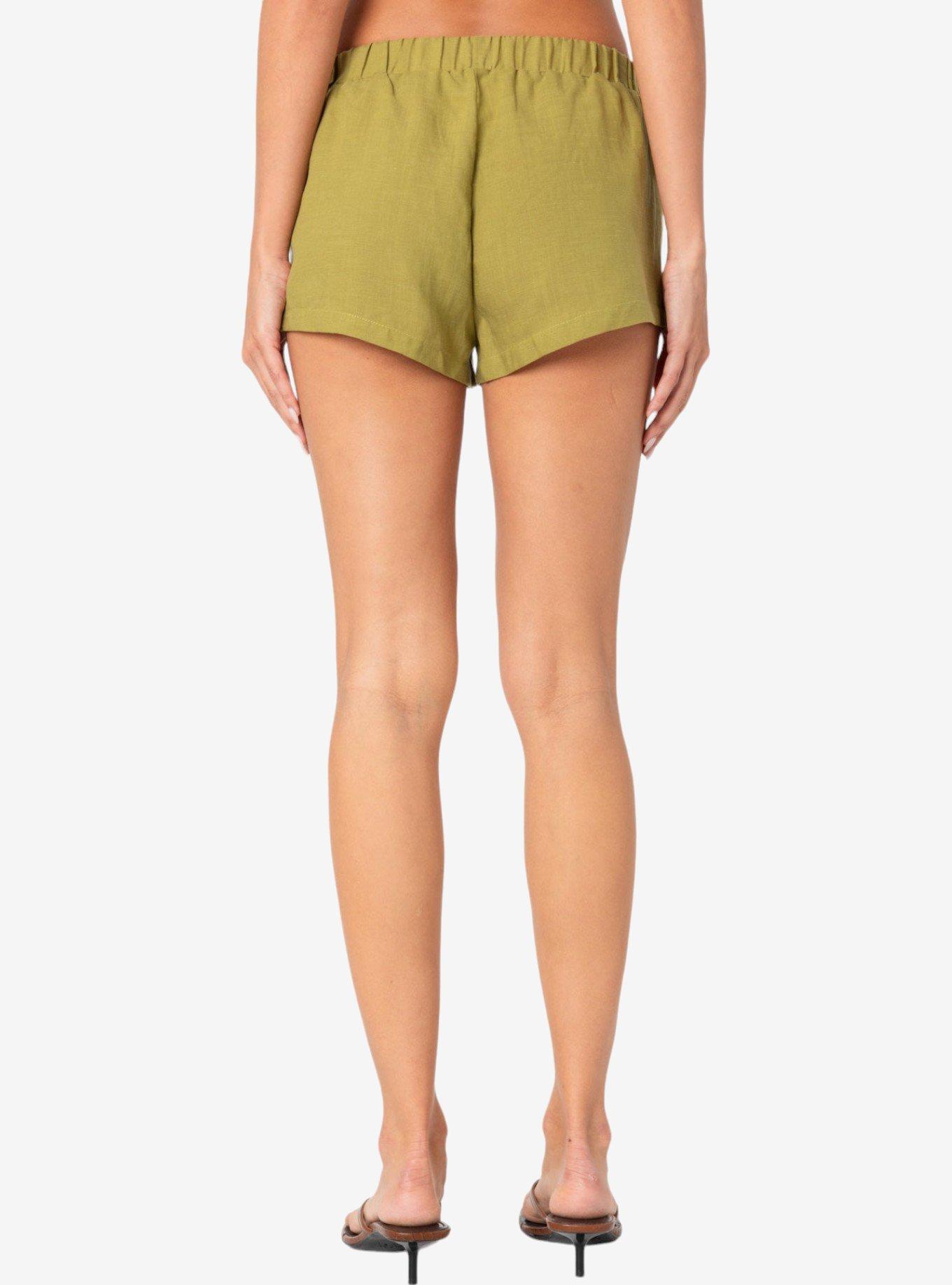 Edikted Arden Linen Look Shorts, GREEN, alternate