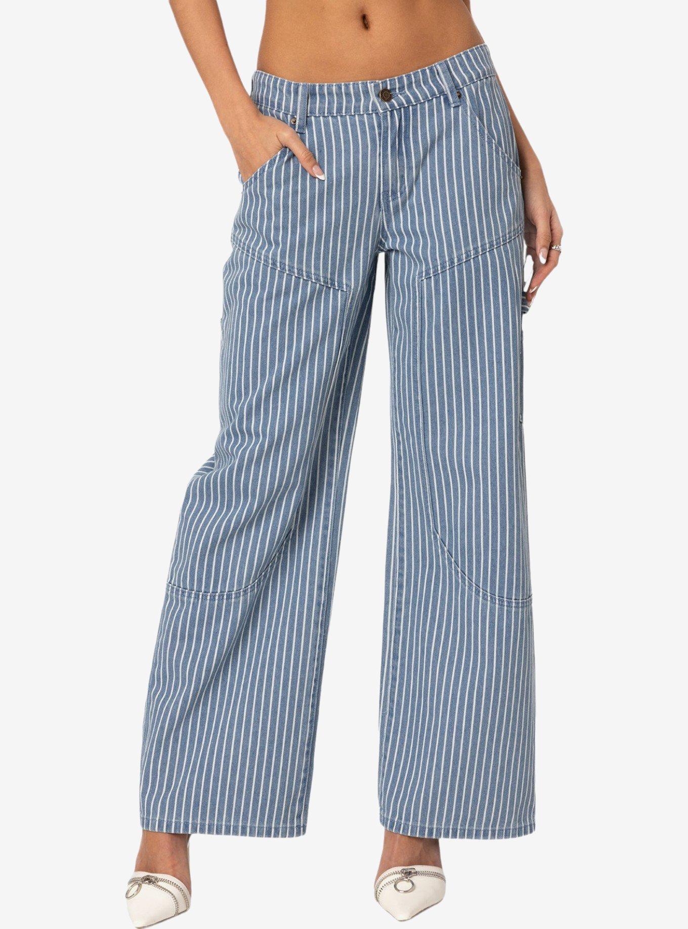 Edikted Striped Carpenter Jeans, MULTI, alternate