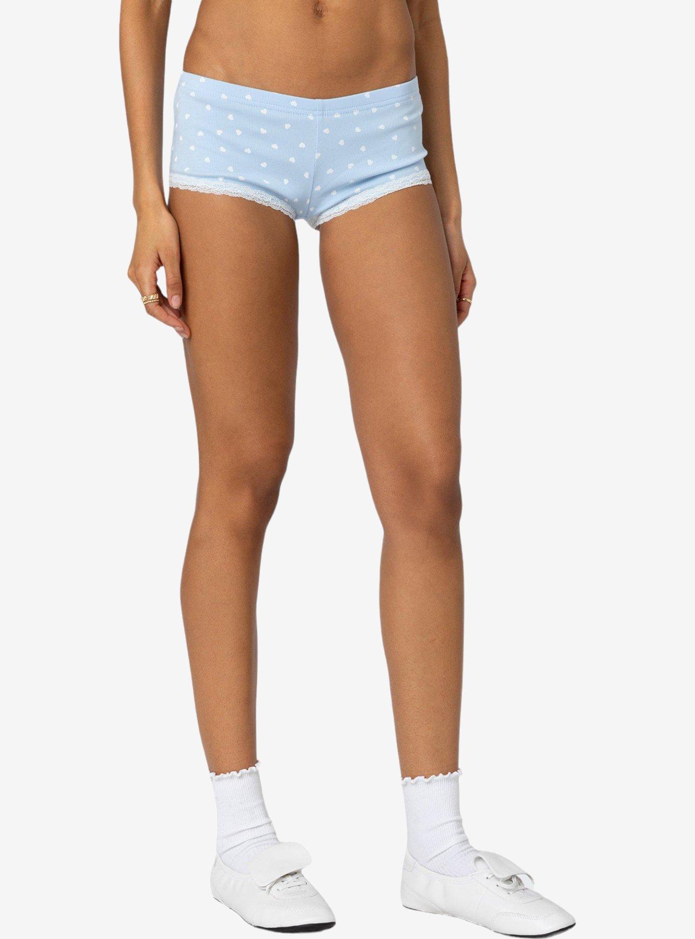 Edikted Follow Ur Heart Printed Micro Shorts, BLUE, alternate