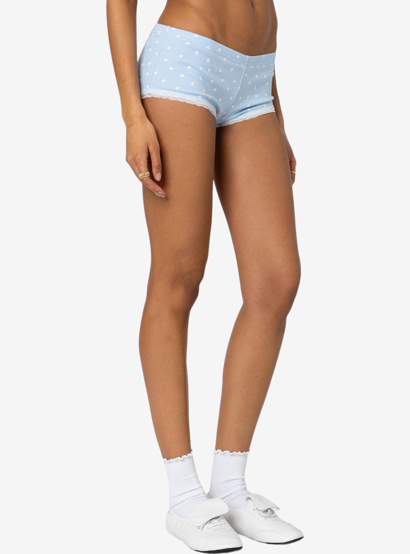 Edikted Follow Ur Heart Printed Micro Shorts, BLUE, alternate