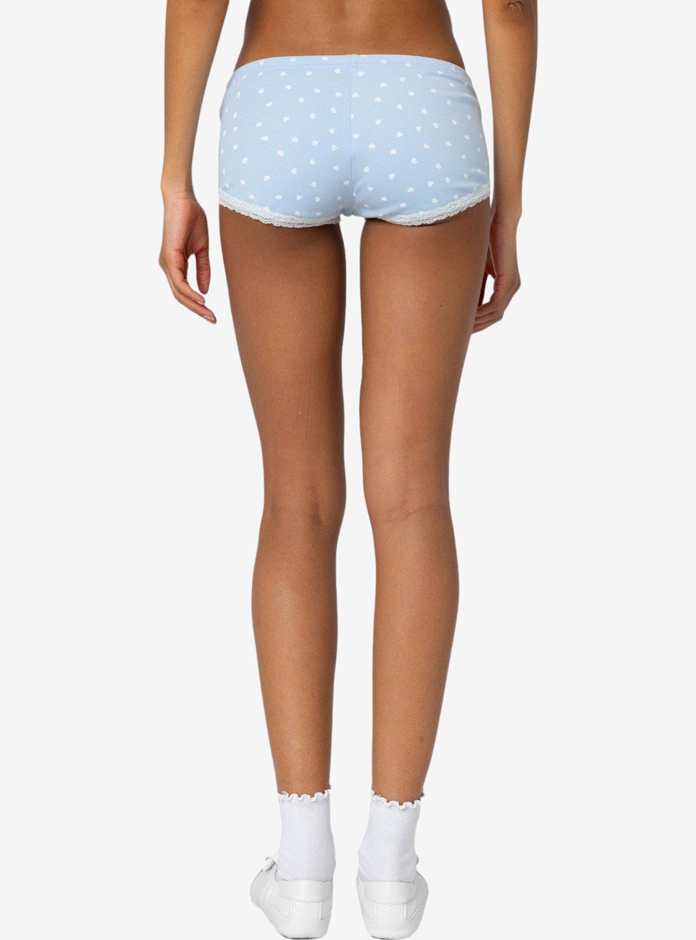 Edikted Follow Ur Heart Printed Micro Shorts, BLUE, alternate
