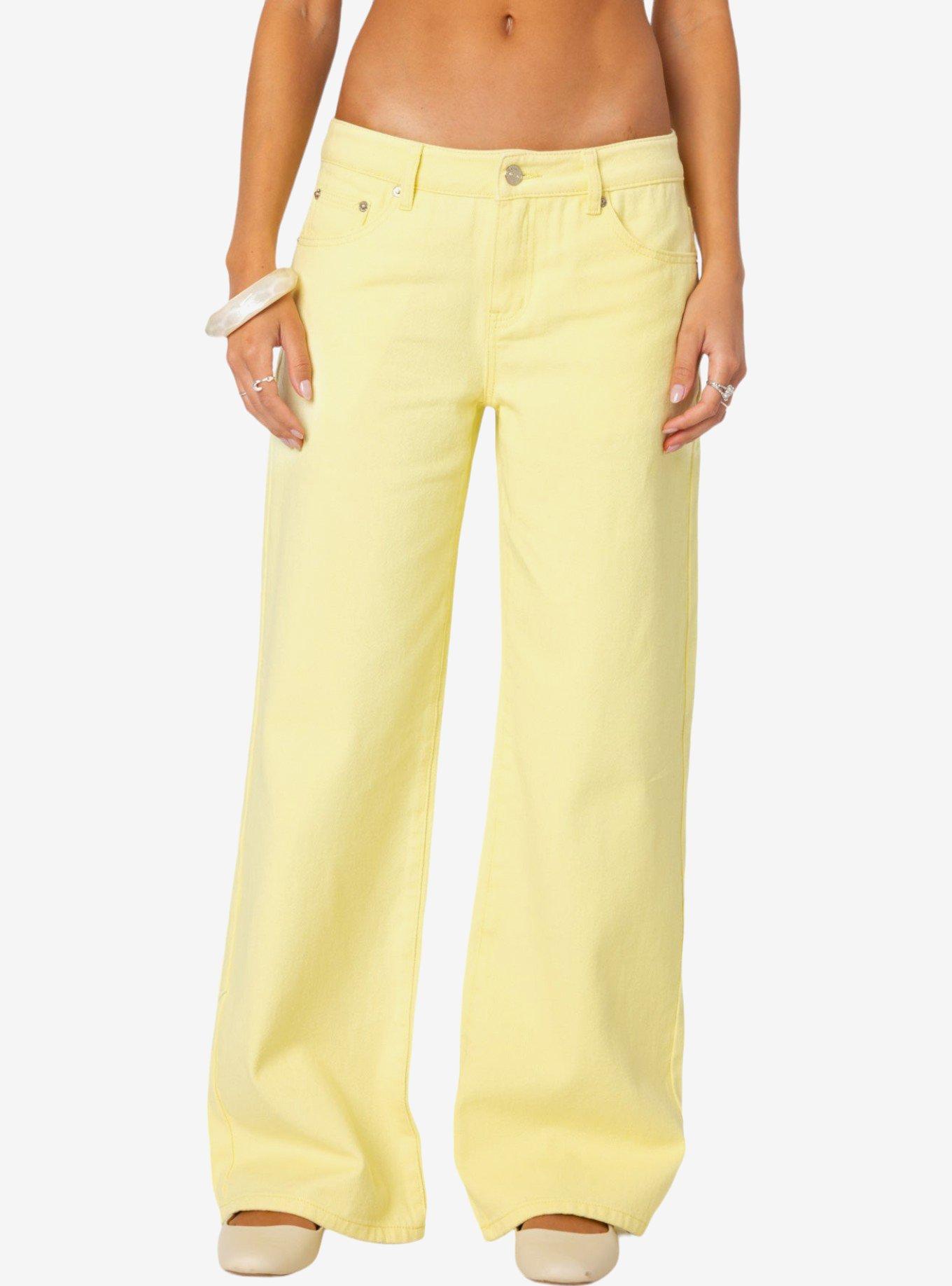 Edikted Roman Low Rise Slouchy Jeans, BRIGHT YELLOW, alternate