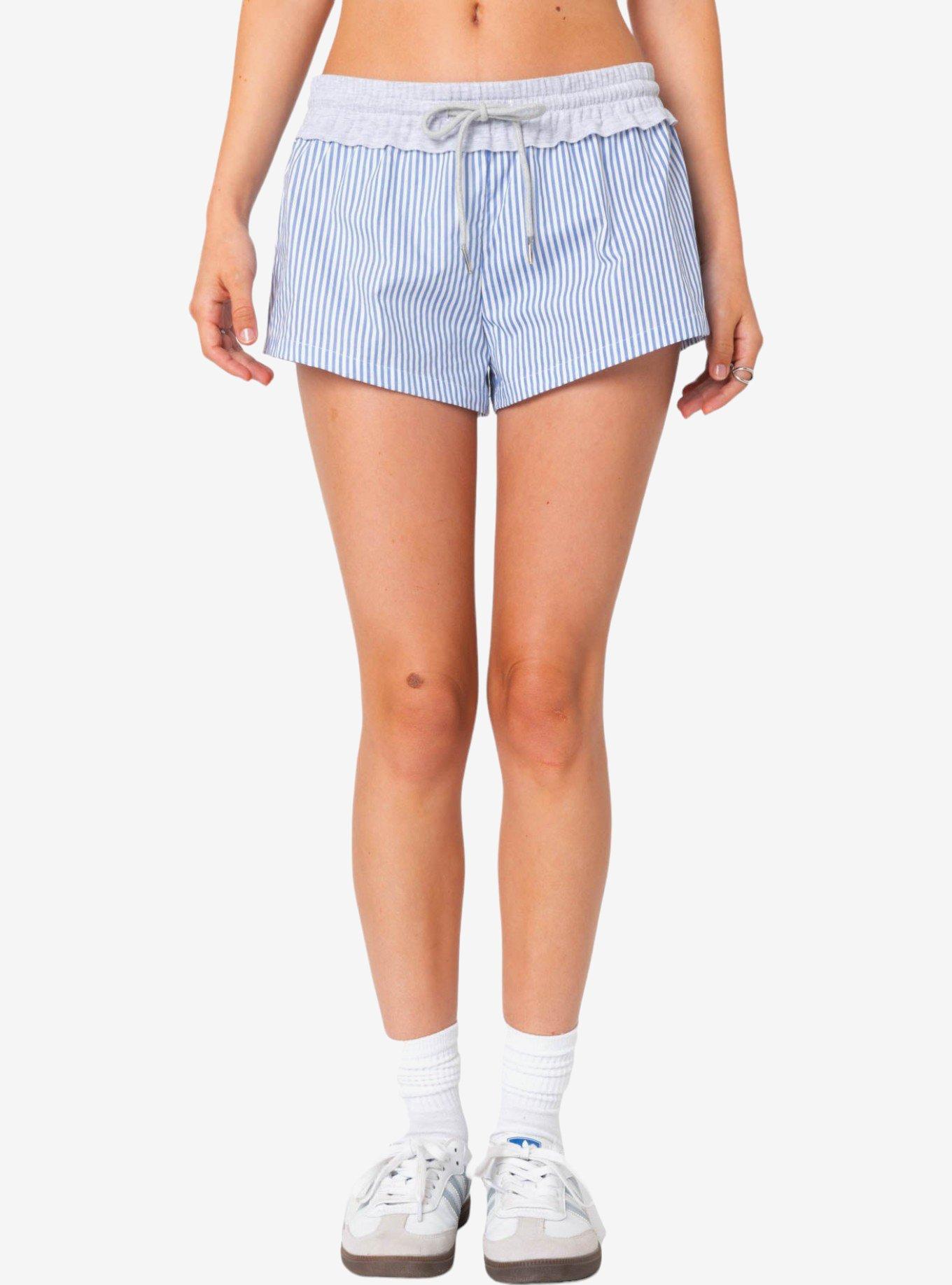 Edikted Riva Striped Contrast Shorts, BLUE, alternate