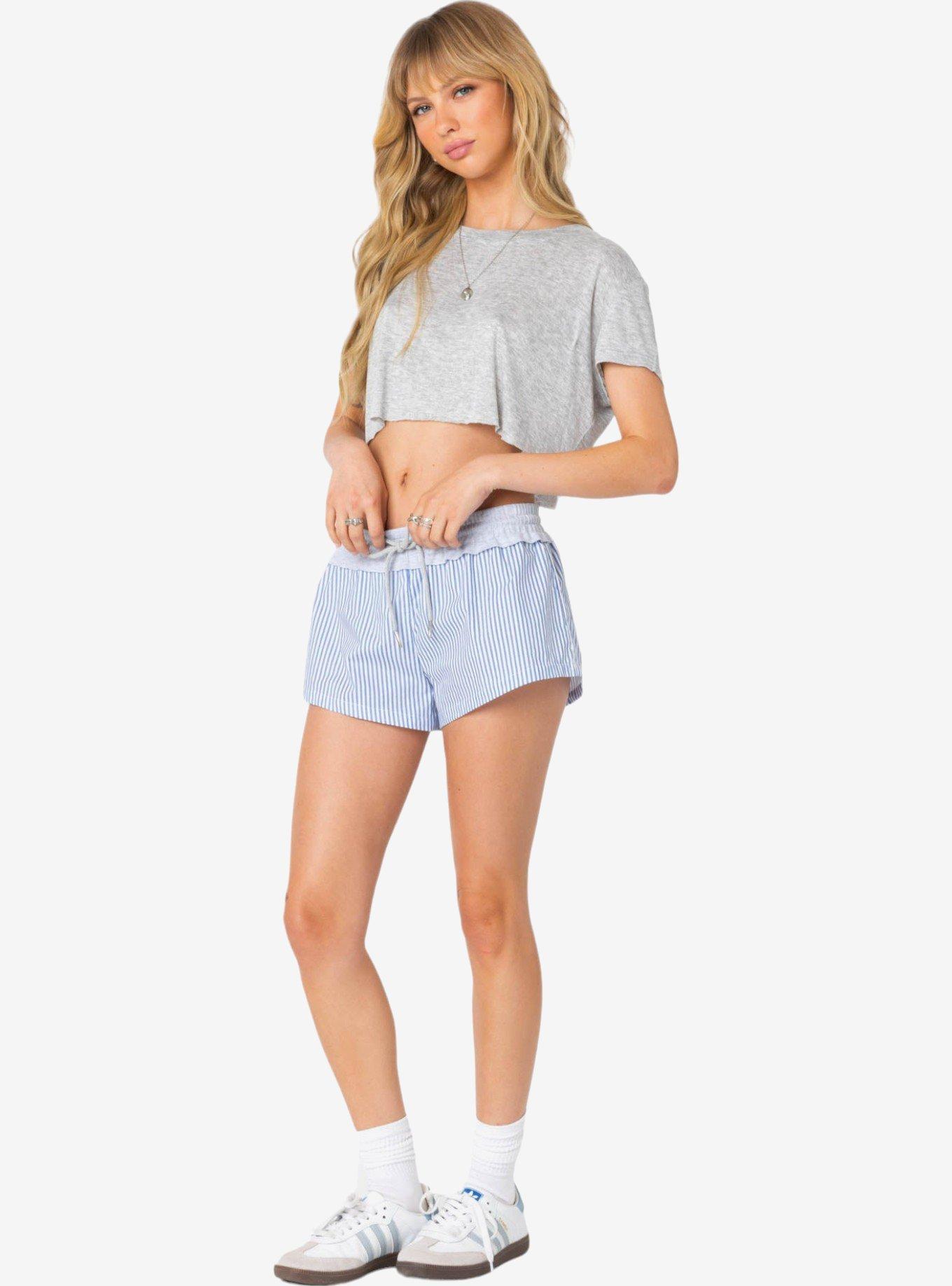Edikted Riva Striped Contrast Shorts, BLUE, alternate