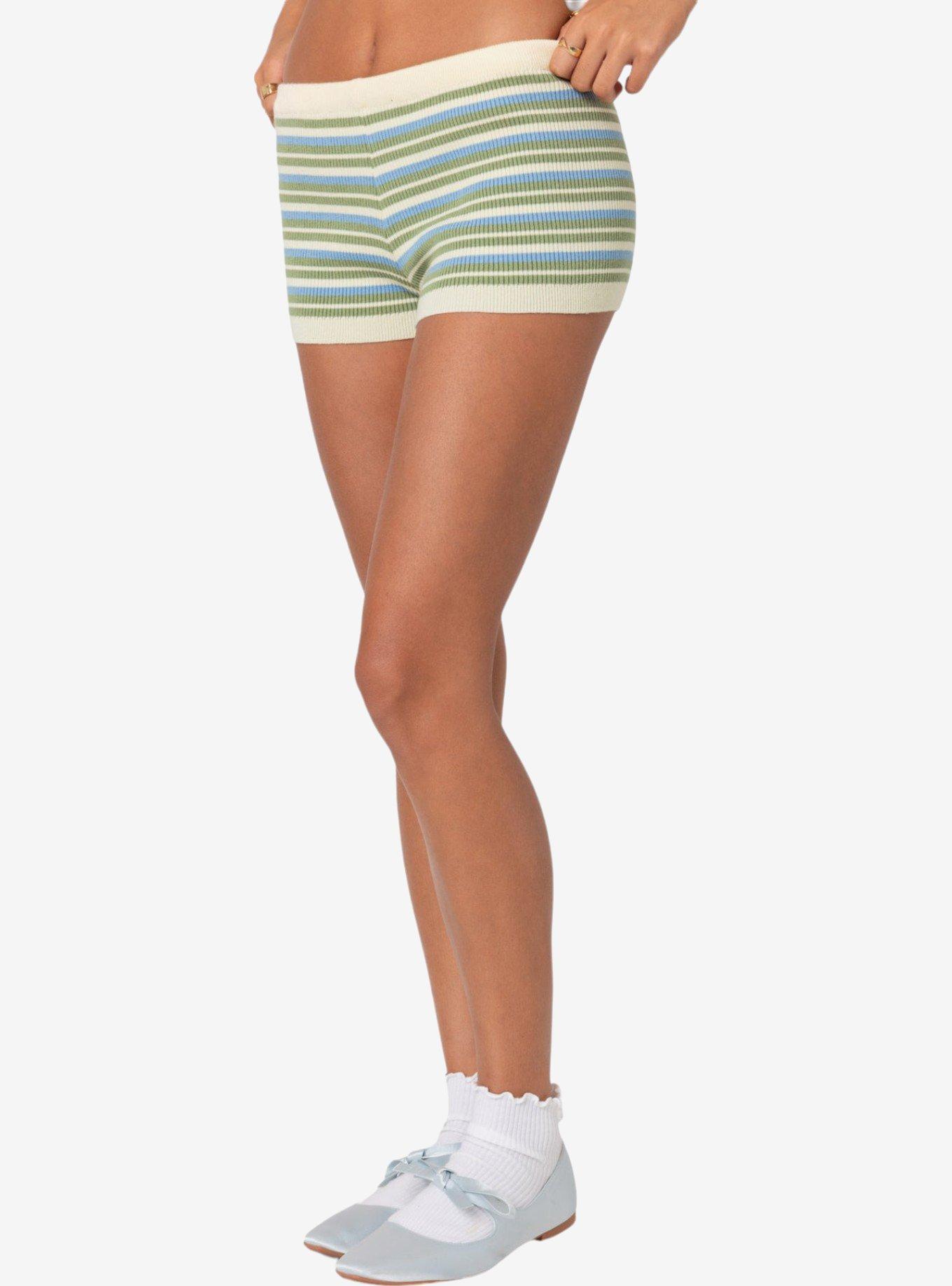 Edikted Scalloped And Striped Knit Shorts, MULTI, alternate
