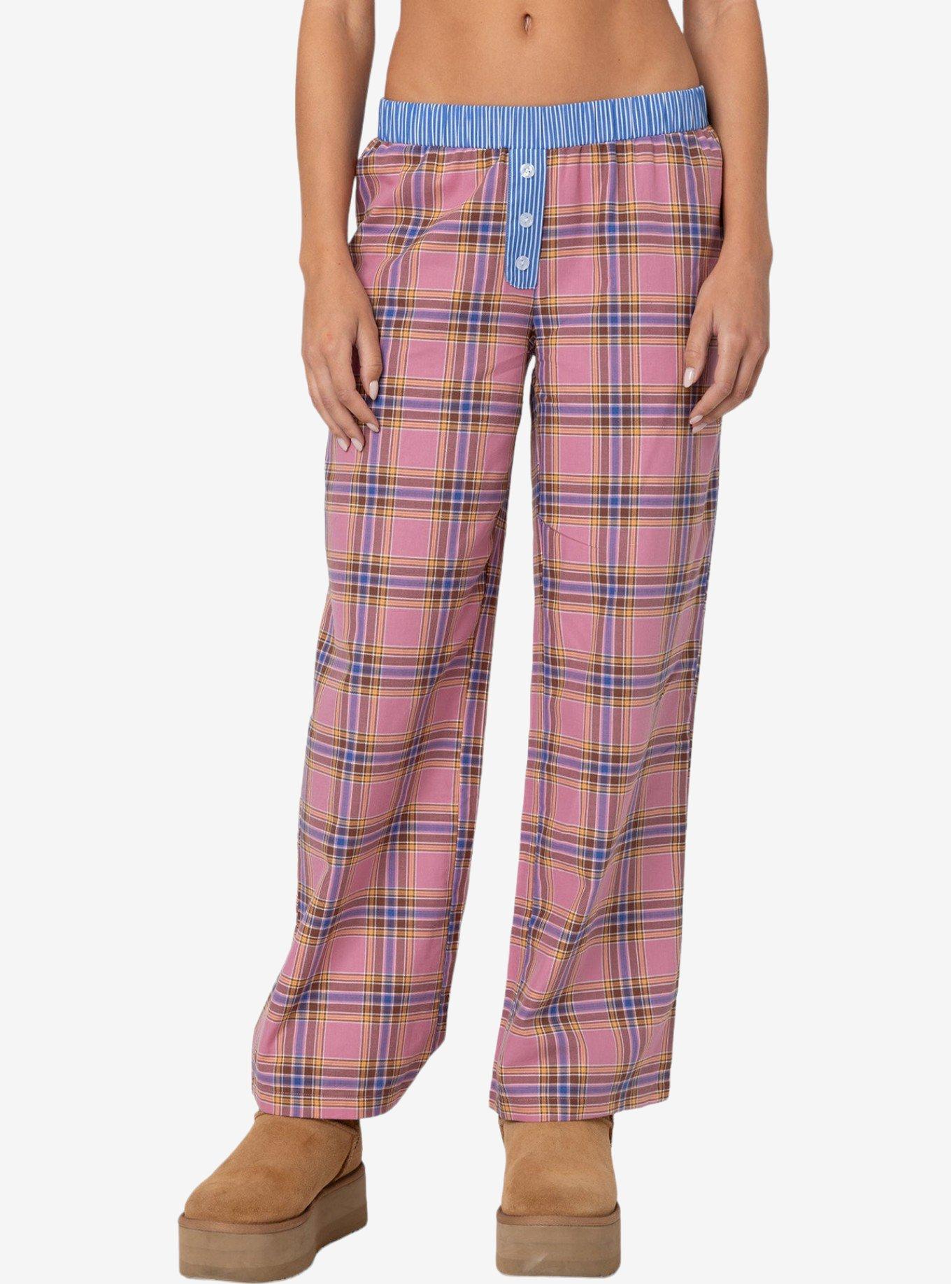 Edikted Plaid And Stripe Pants, PINK, alternate