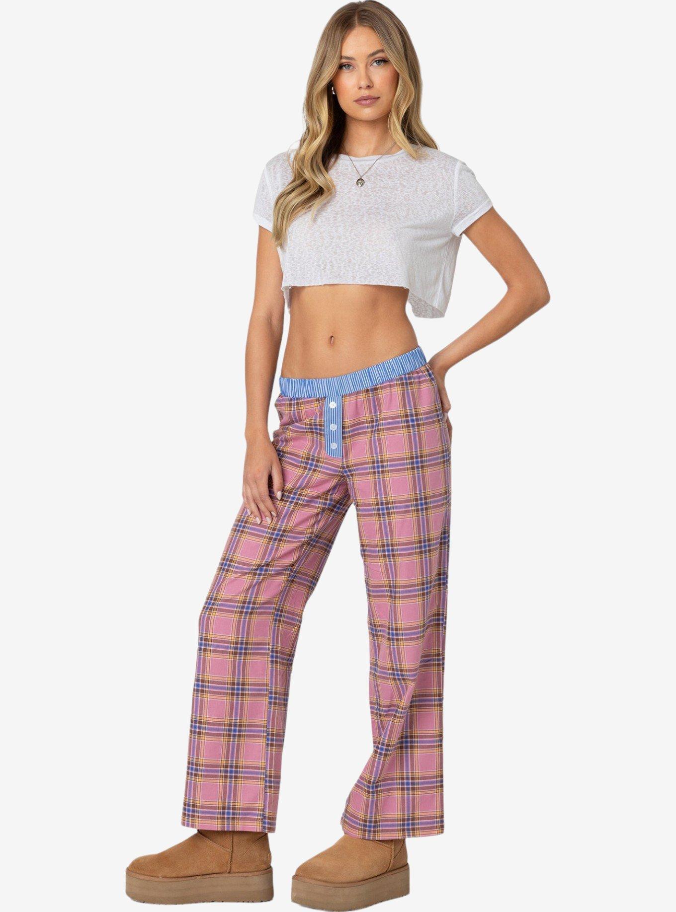 Edikted Plaid And Stripe Pants, PINK, alternate
