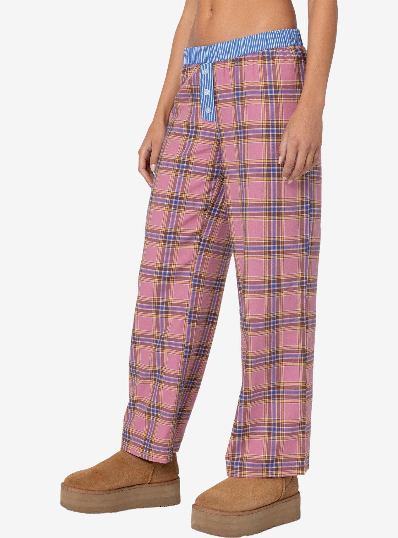 Edikted Plaid And Stripe Pants, PINK, alternate