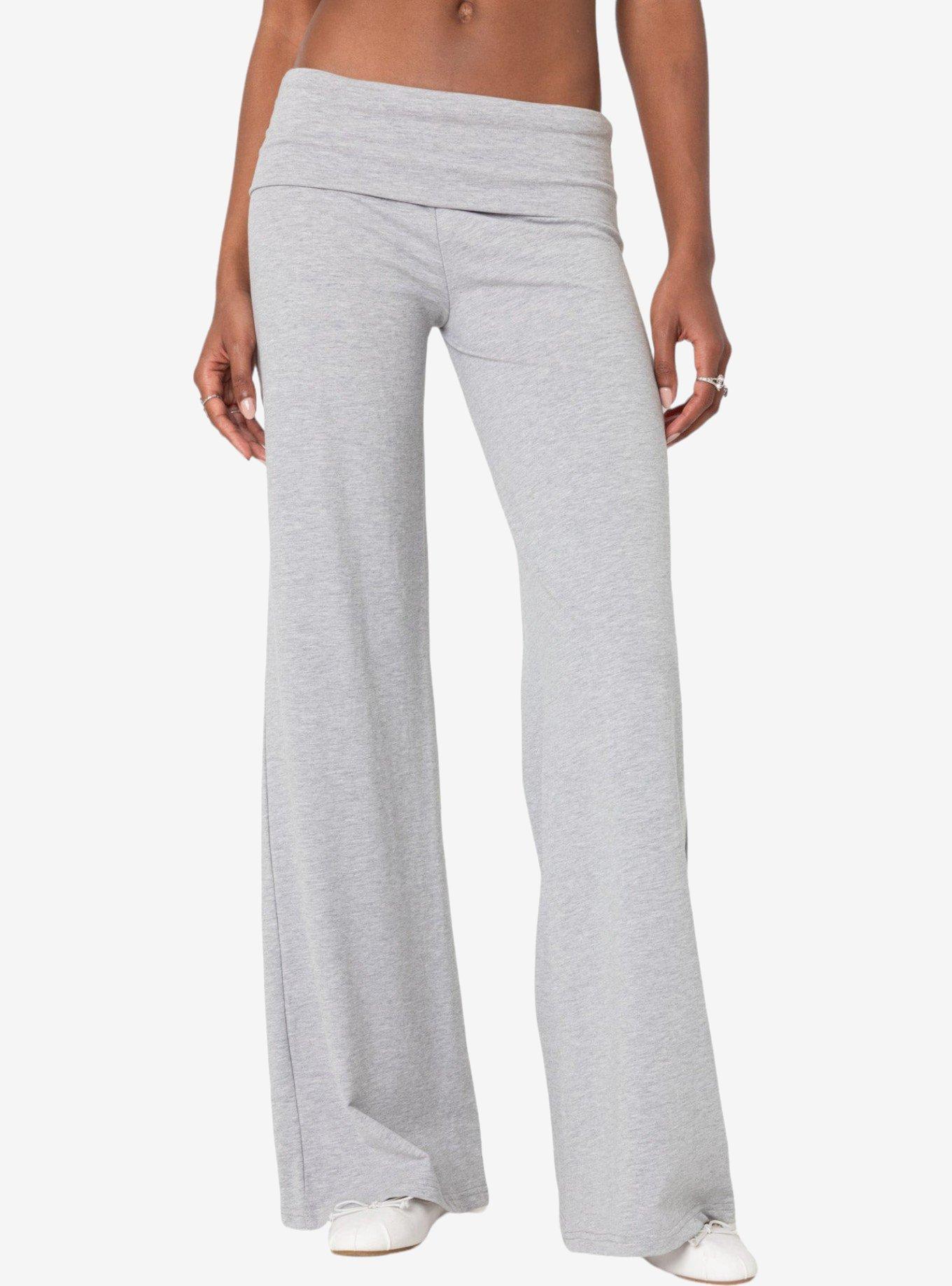 Edikted Wide Leg Fold Over Pants, GREY, alternate