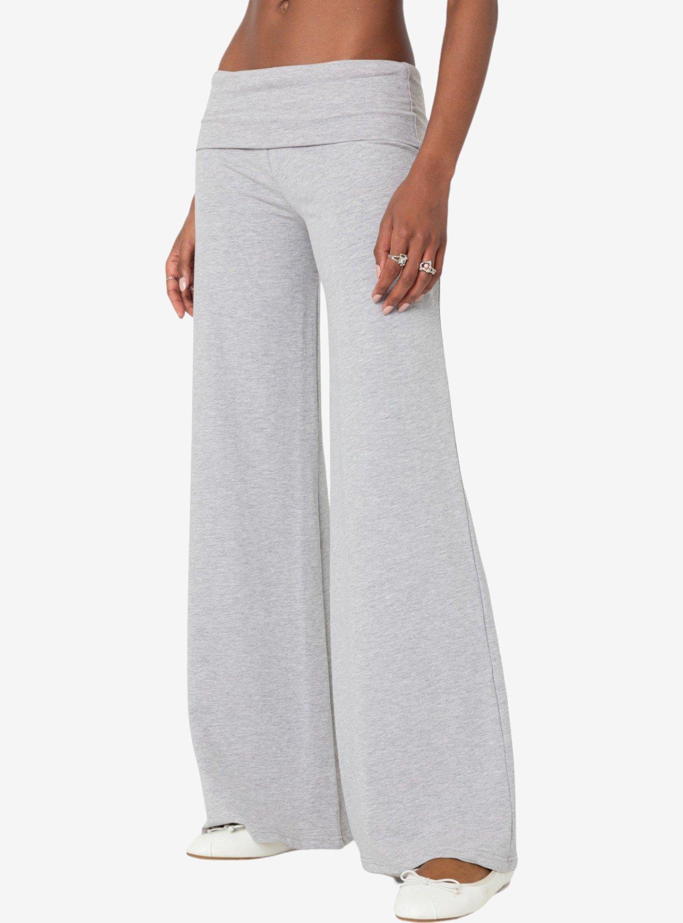 Edikted Wide Leg Fold Over Pants, GREY, alternate