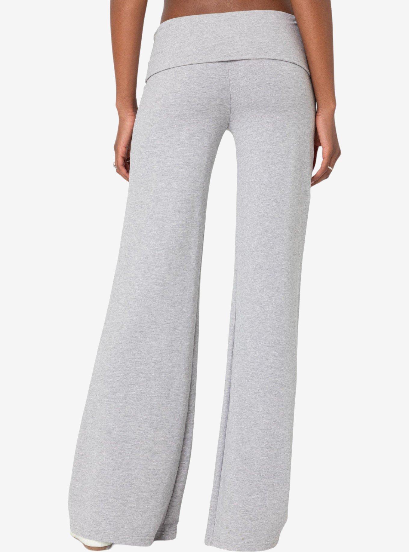 Edikted Wide Leg Fold Over Pants, GREY, alternate
