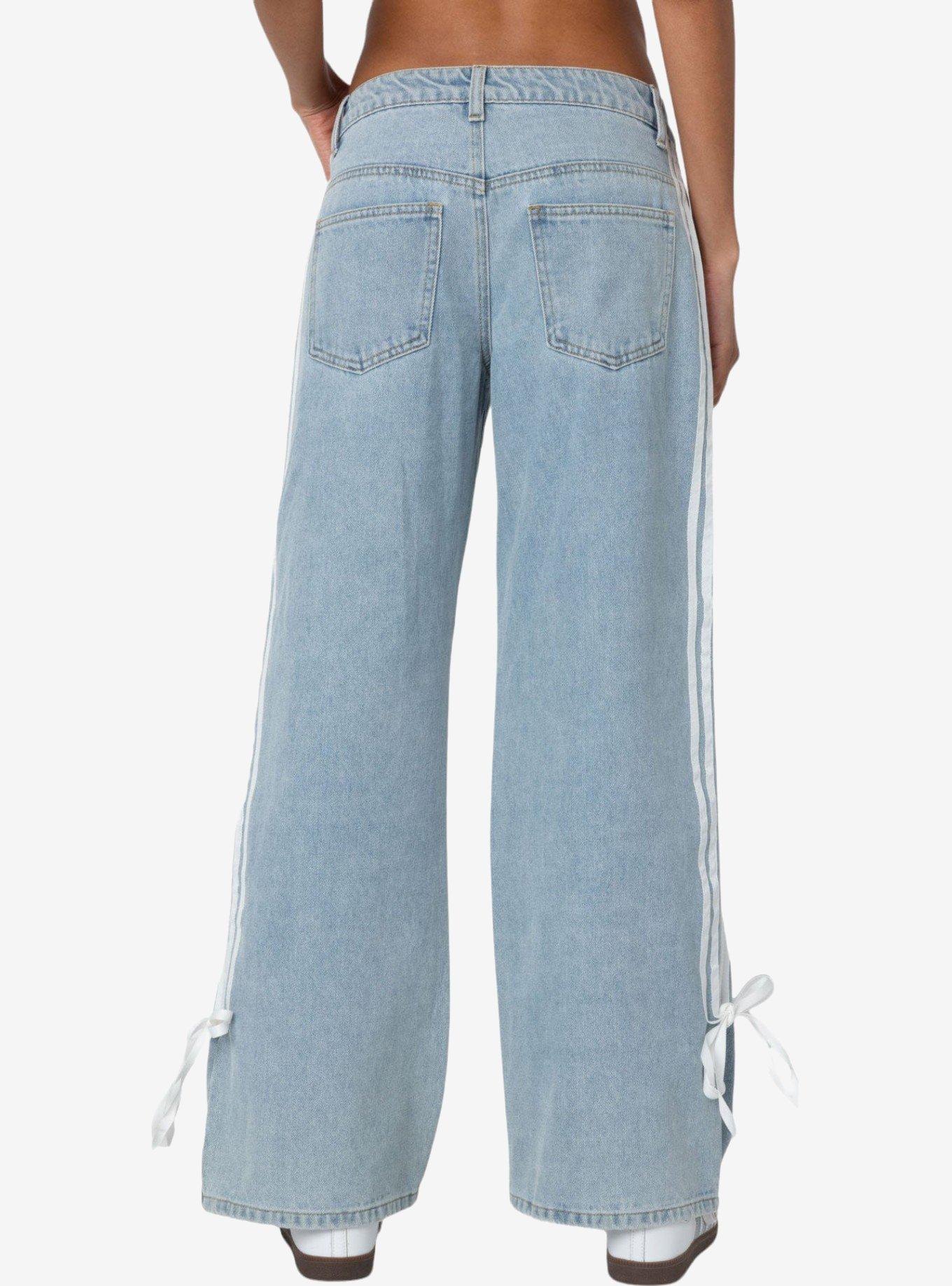 Edikted Washed Low Rise Ribbon Jeans, BLUE, alternate