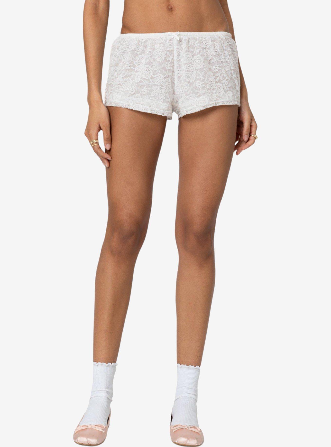 Edikted Love Lace Shorts, BRIGHT WHITE, alternate