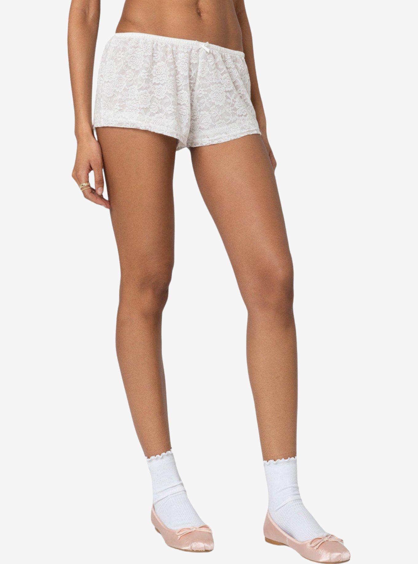 Edikted Love Lace Shorts, BRIGHT WHITE, alternate