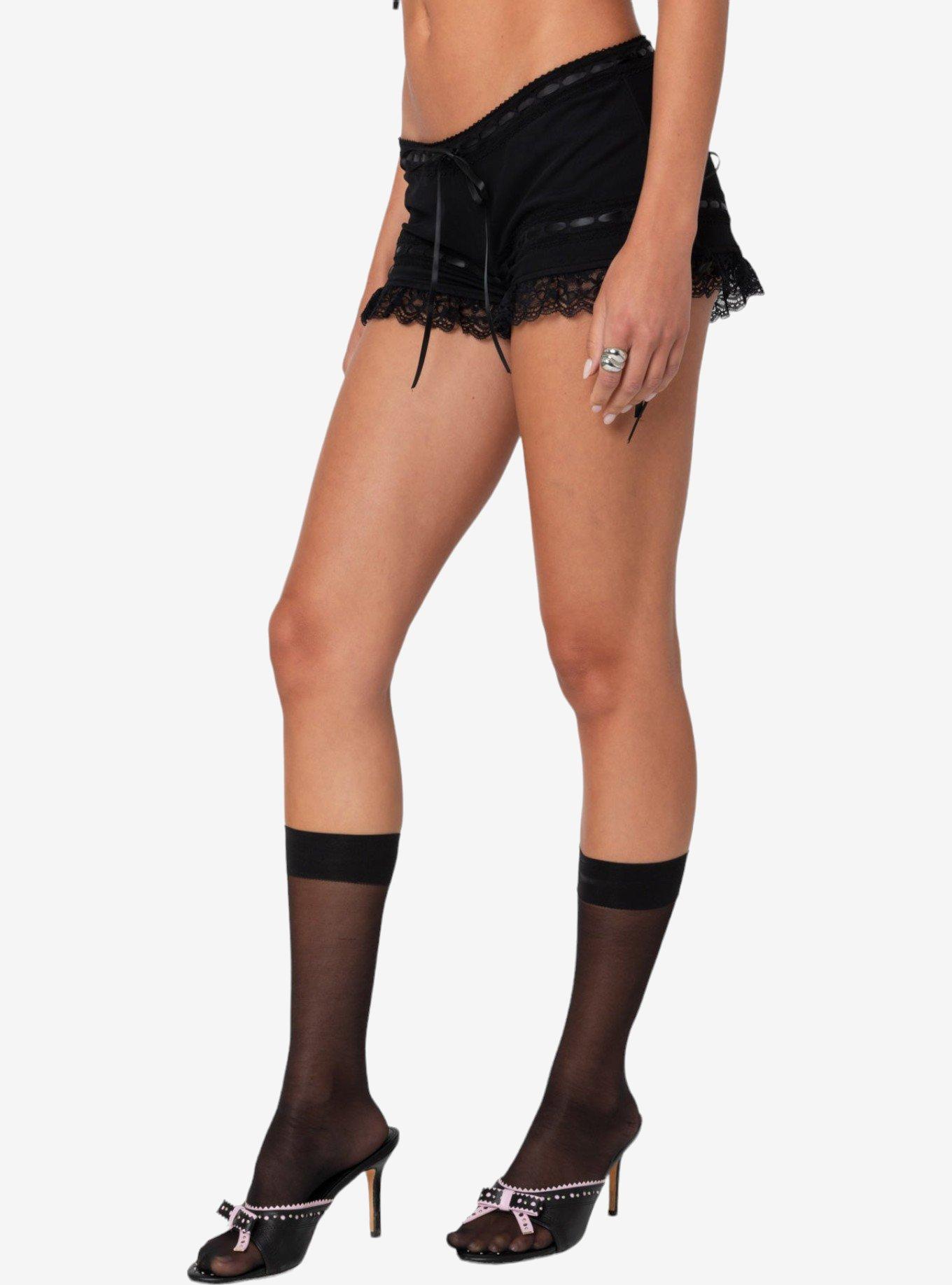 Edikted Marielle Ribbon Shorts, BLACK, alternate