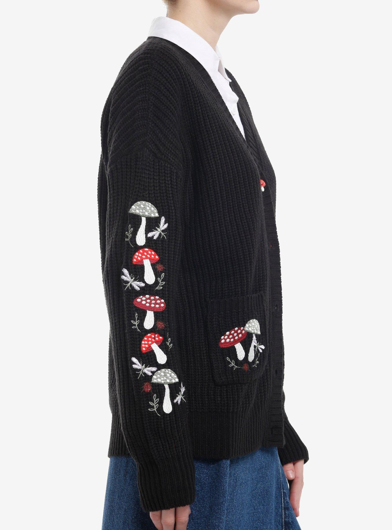 Thorn & Fable Mushrooms & Bugs Knit Girls Cardigan, MULTI, alternate