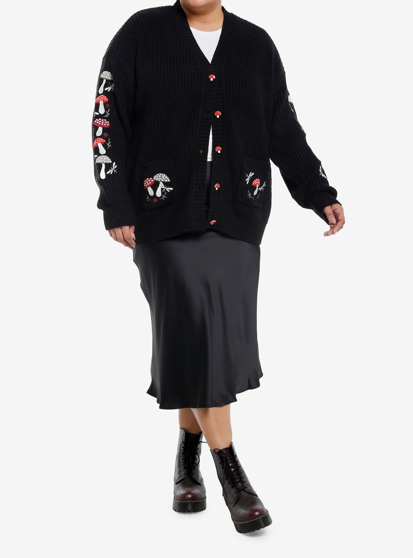 Thorn & Fable Mushrooms & Bugs Knit Girls Cardigan Plus Size, , hi-res