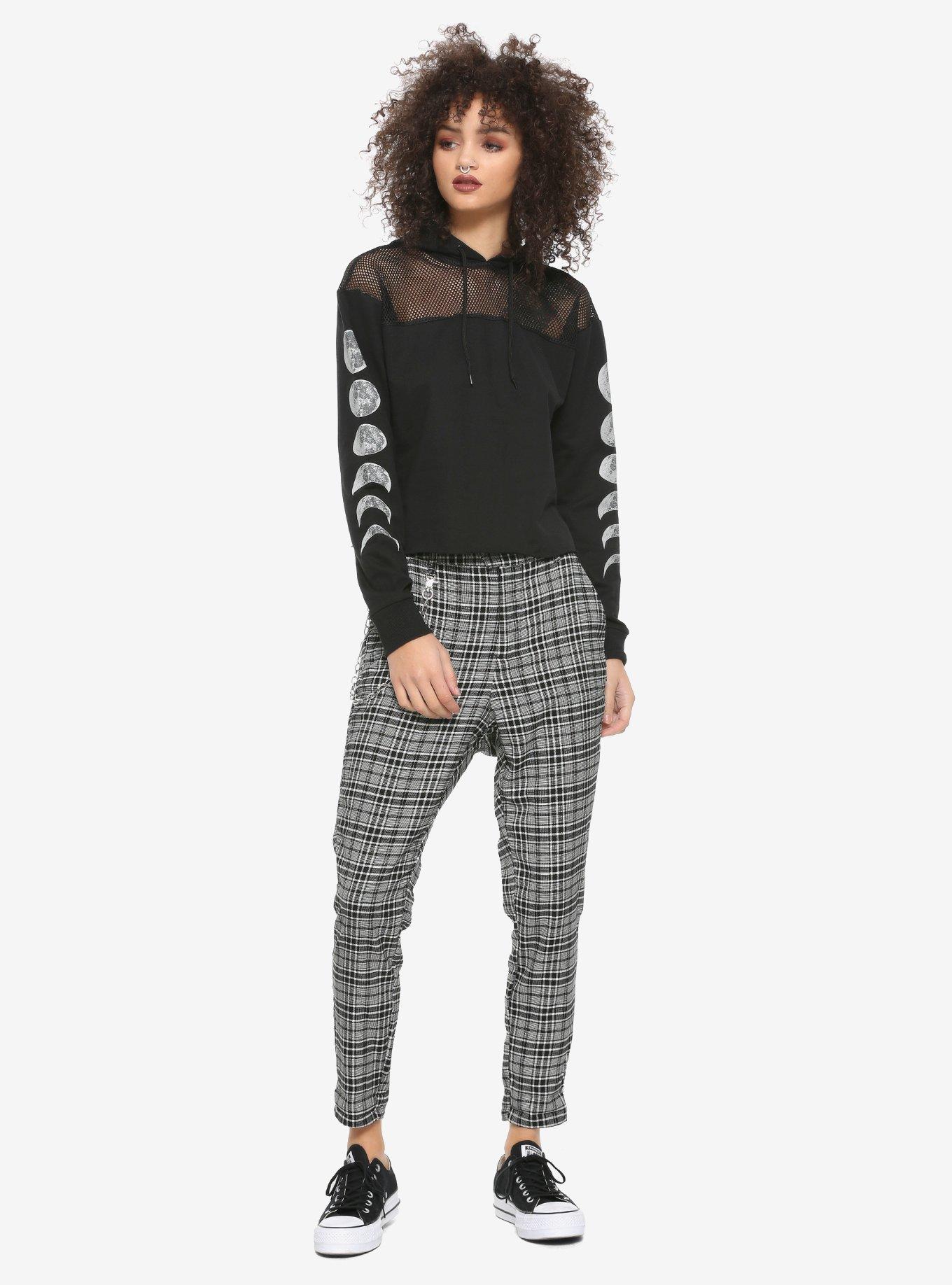 Moon Phases & Mesh Girls Crop Hoodie, , alternate