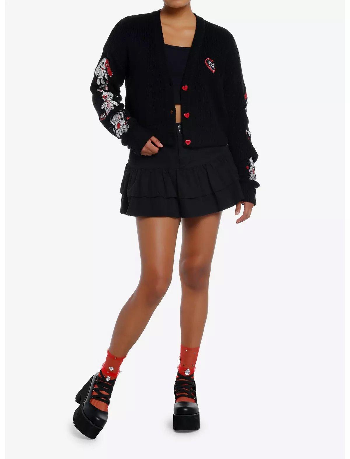 Social Collision Stitched Bunnies Girls Cardigan, , hi-res