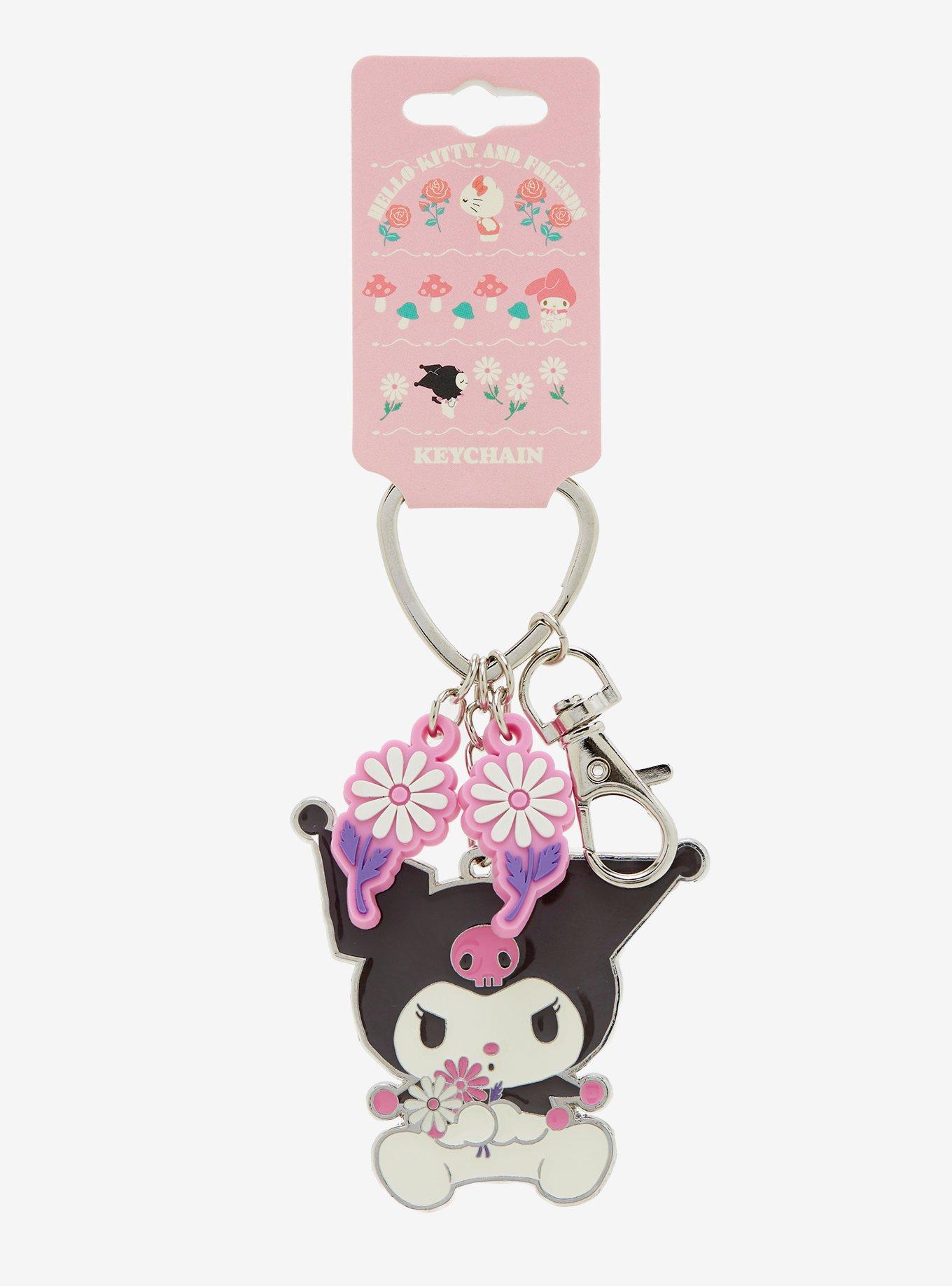 Sanrio Kuromi Floral Retro Multi Charm Keychain, , hi-res