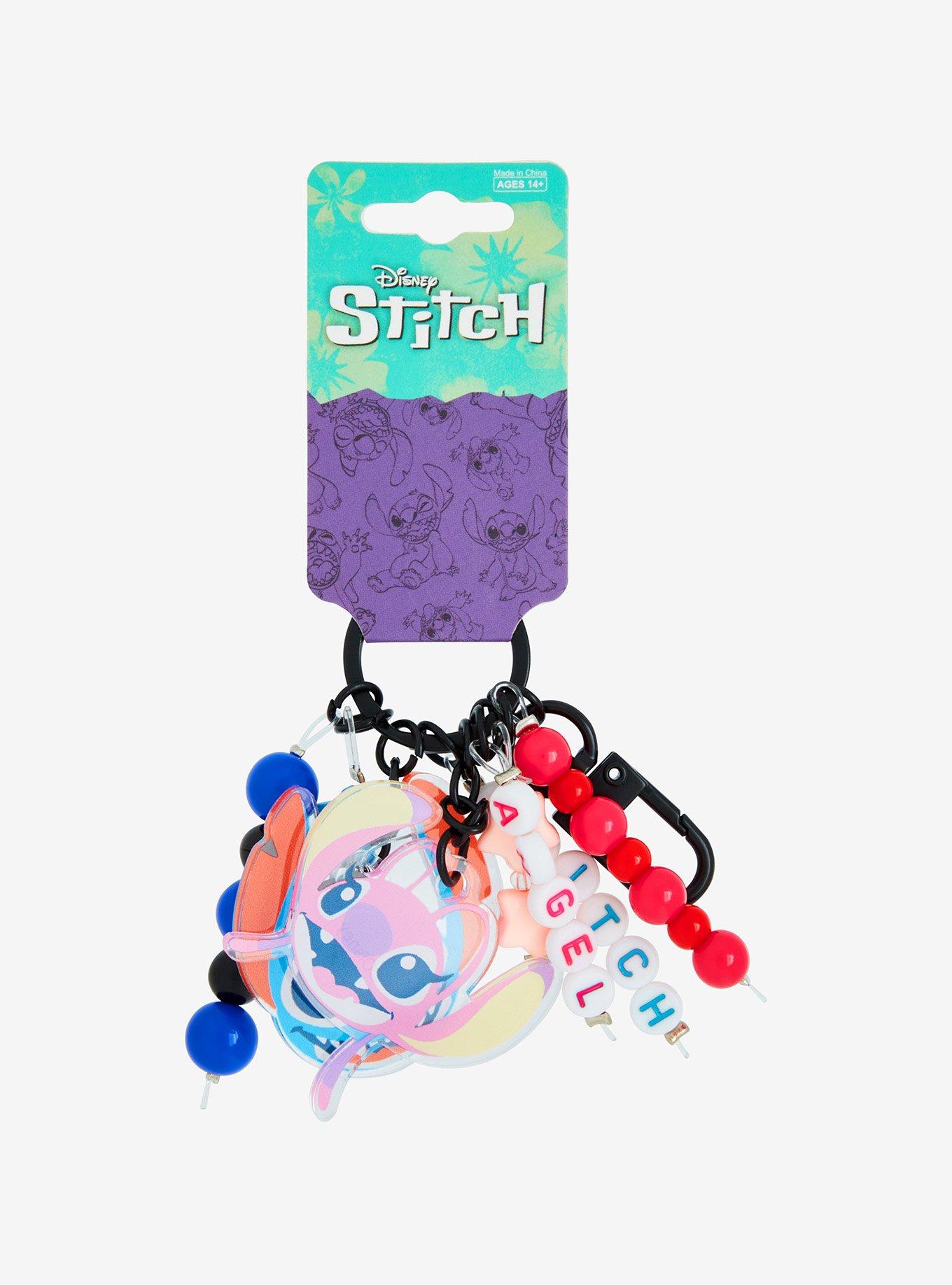 Disney Lilo & Stitch Angel & Stitch Multi Charm Beaded Keychain, , alternate