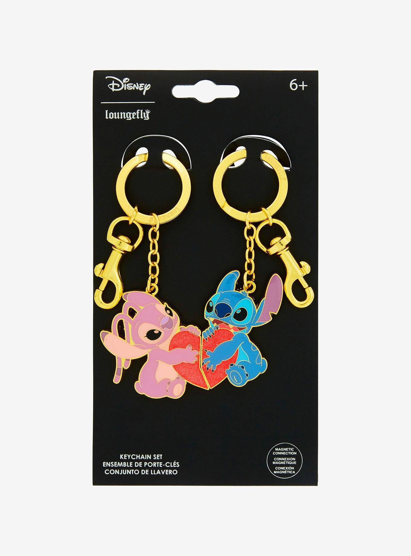 Loungefly Disney Lilo & Stitch Angel & Stitch Heart Magnetic Keychain Set - BoxLunch Exclusive, , hi-res