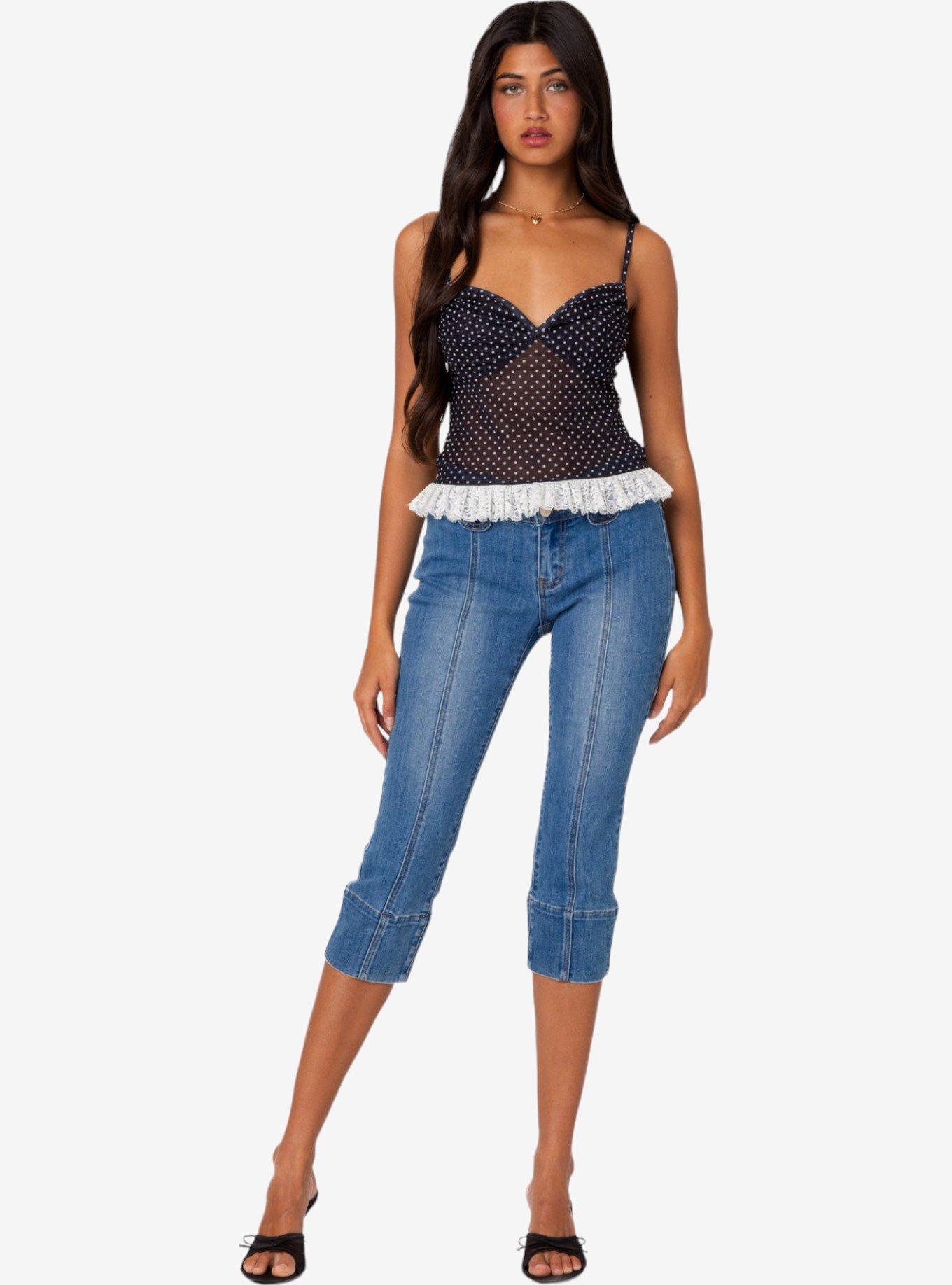 Edikted Polka Dot Cupped Mesh Top, BLACK, alternate