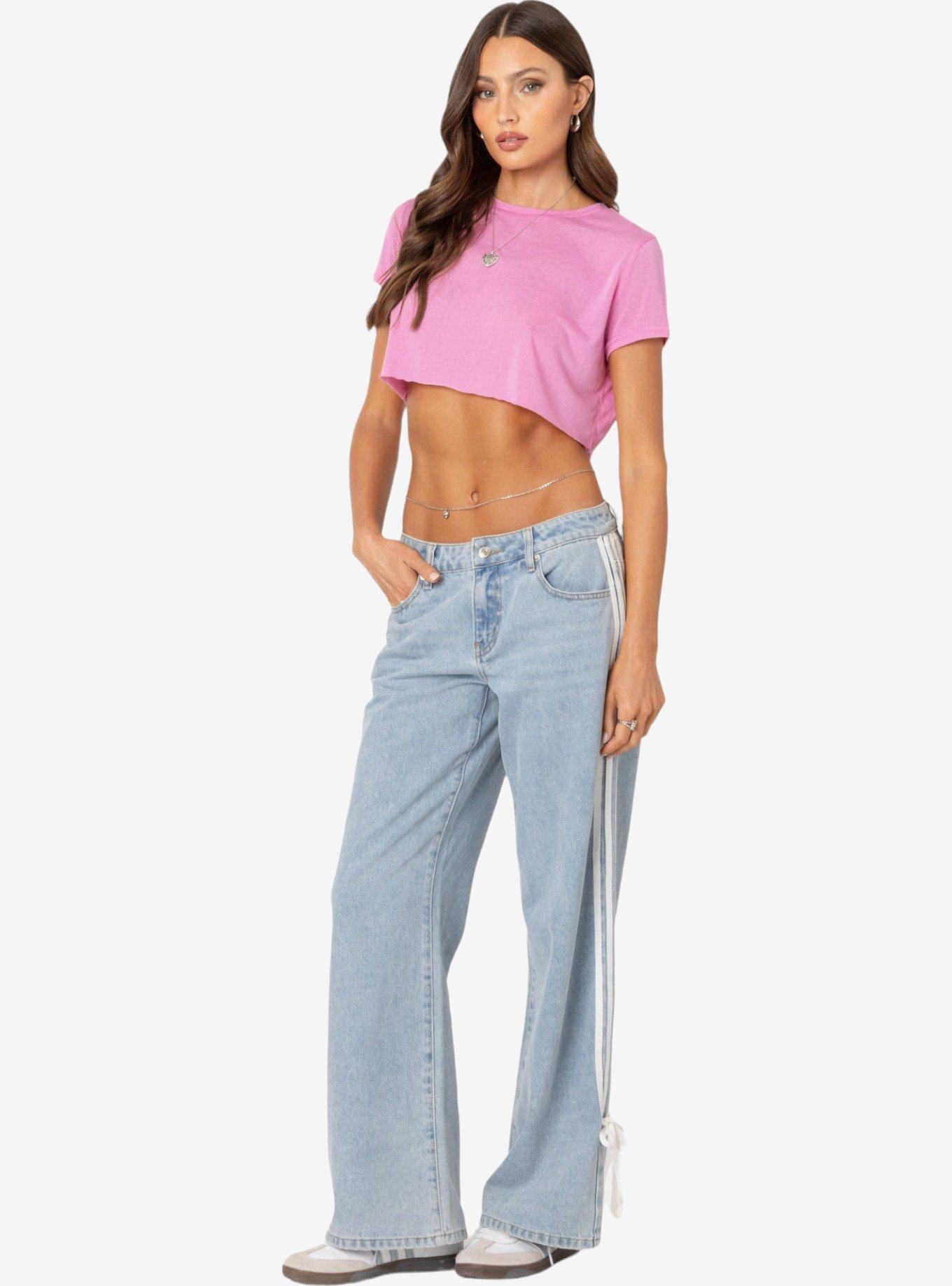 Edikted Seville Cropped T Shirt, PINK, alternate
