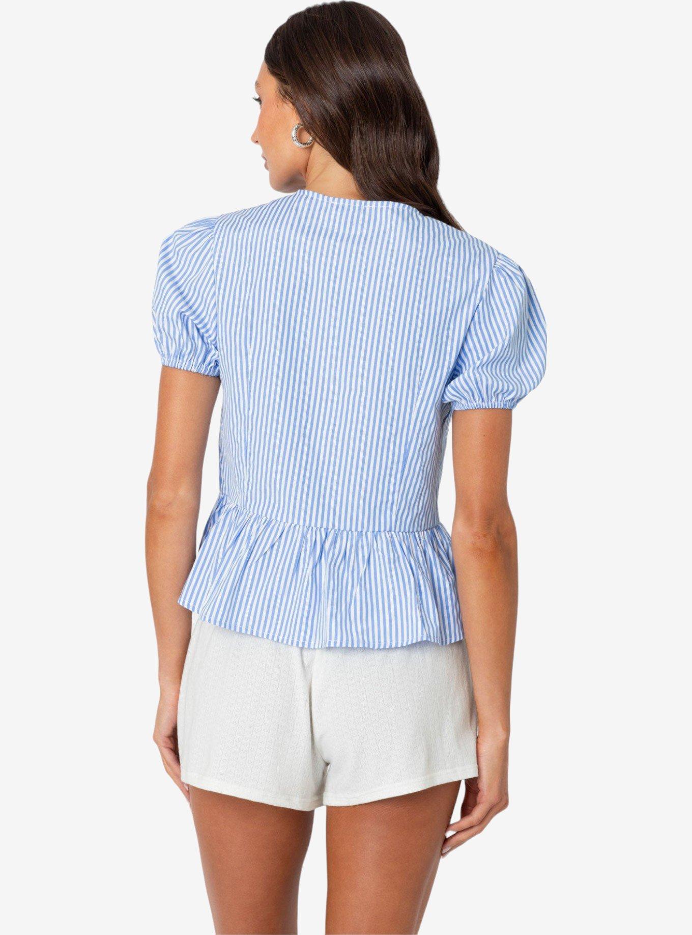 Edikted Puffed Sleeve Tie Front Top, MULTI, alternate