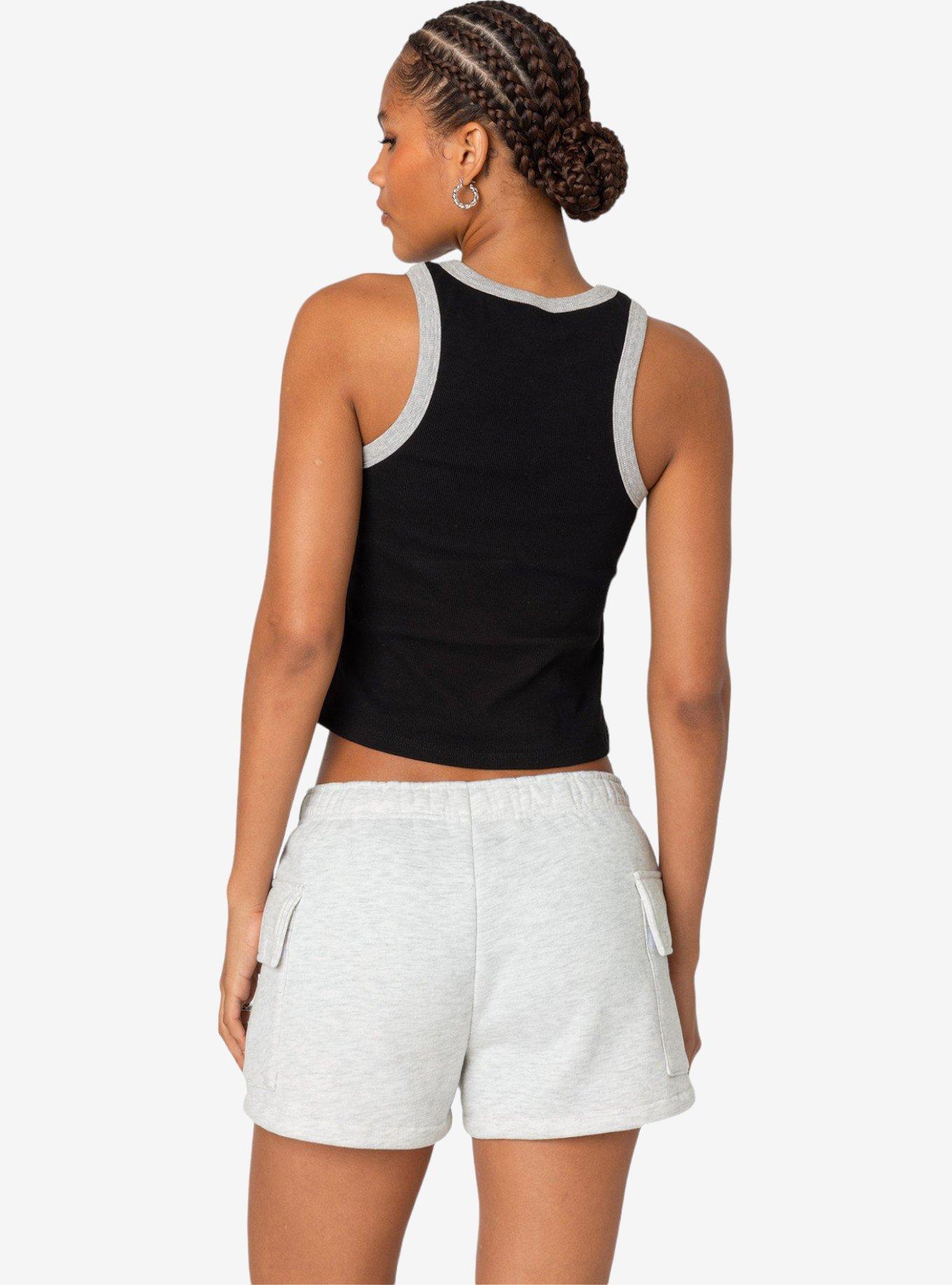 Edikted Wes Contrast Ribbed Tank Top, BLACK, alternate