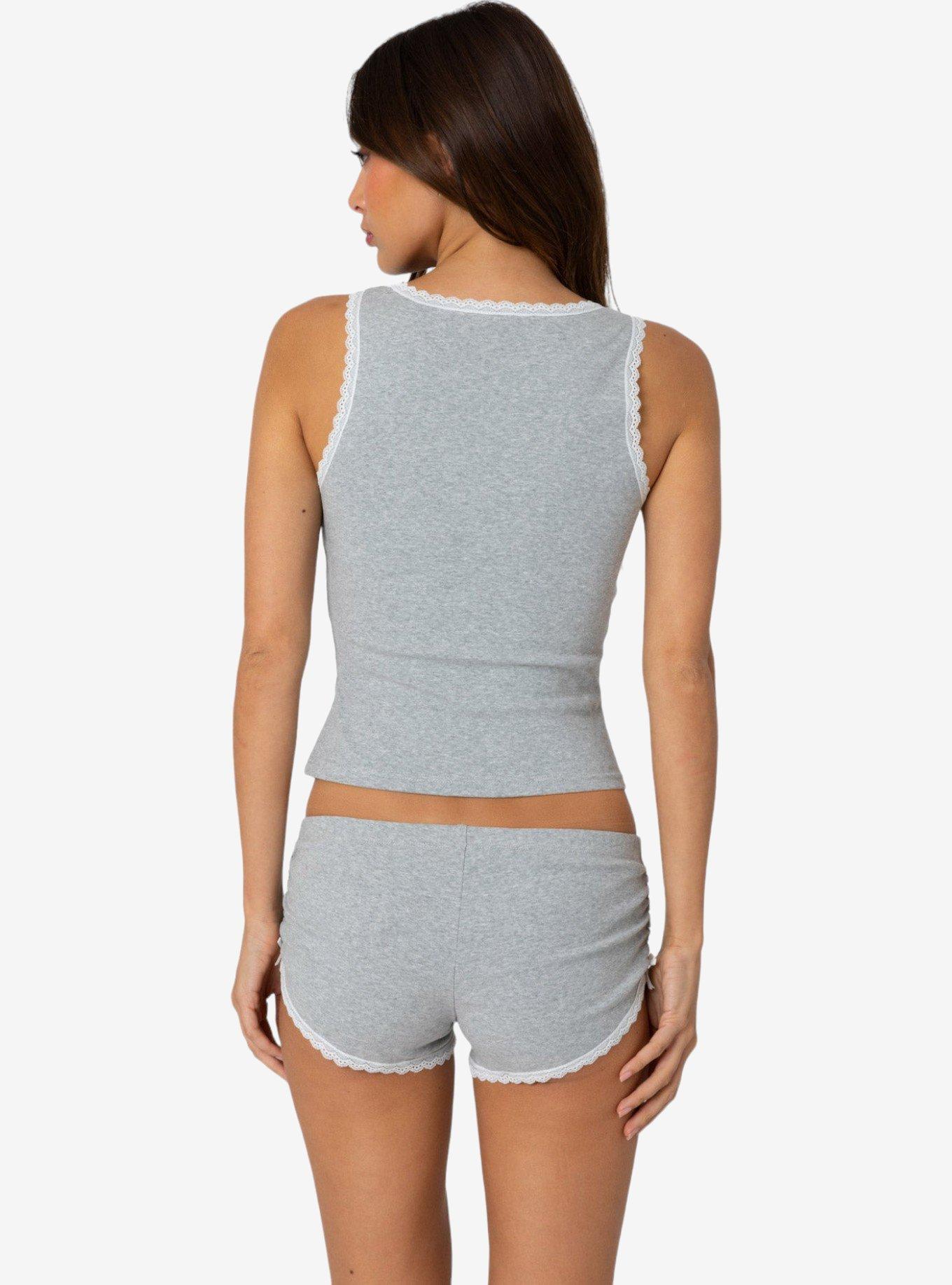 Edikted Kadence Lace Trim Tank Top, GREY, alternate