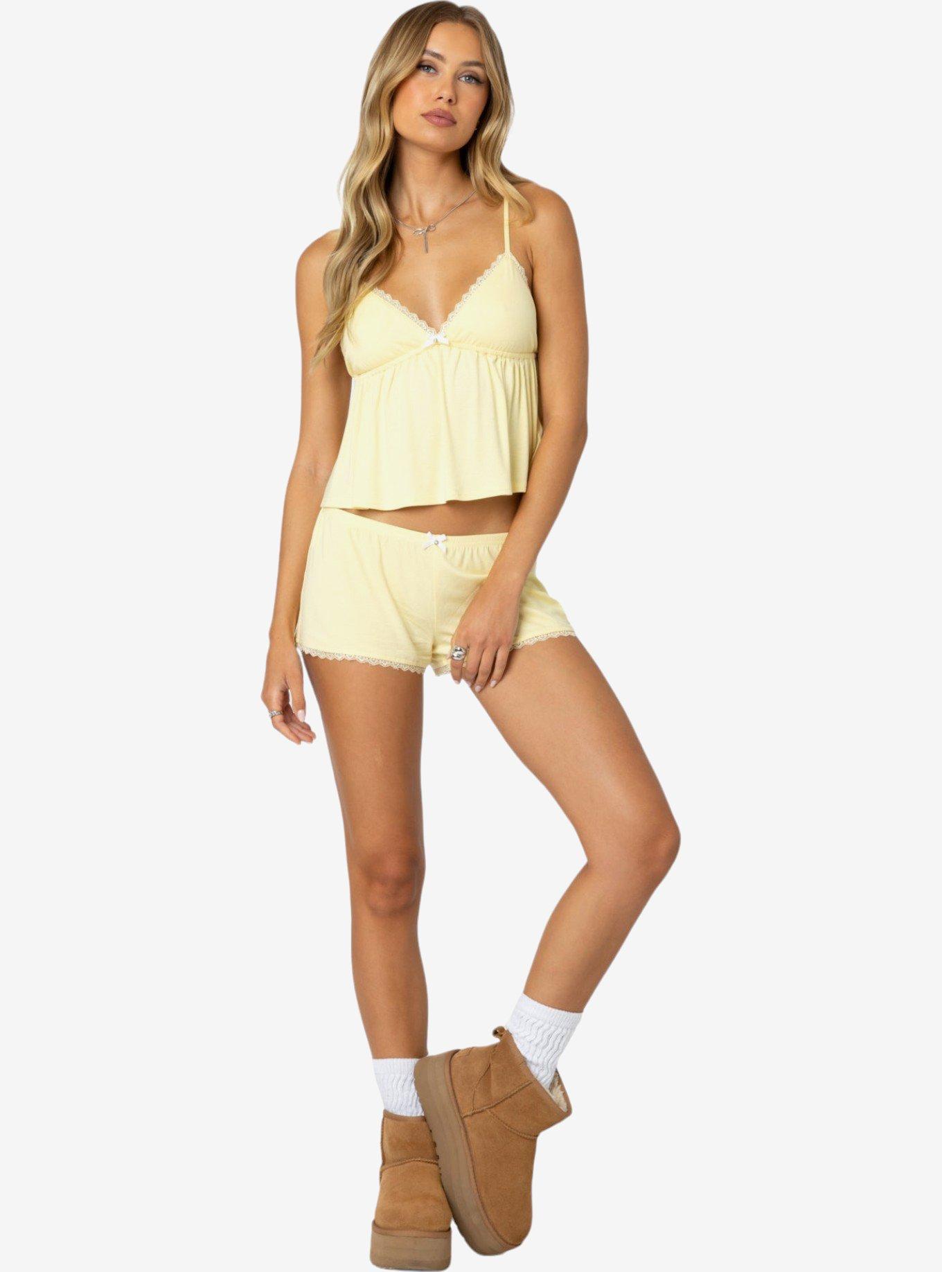 Edikted Buffy Babydoll Tank Top, BRIGHT YELLOW, alternate