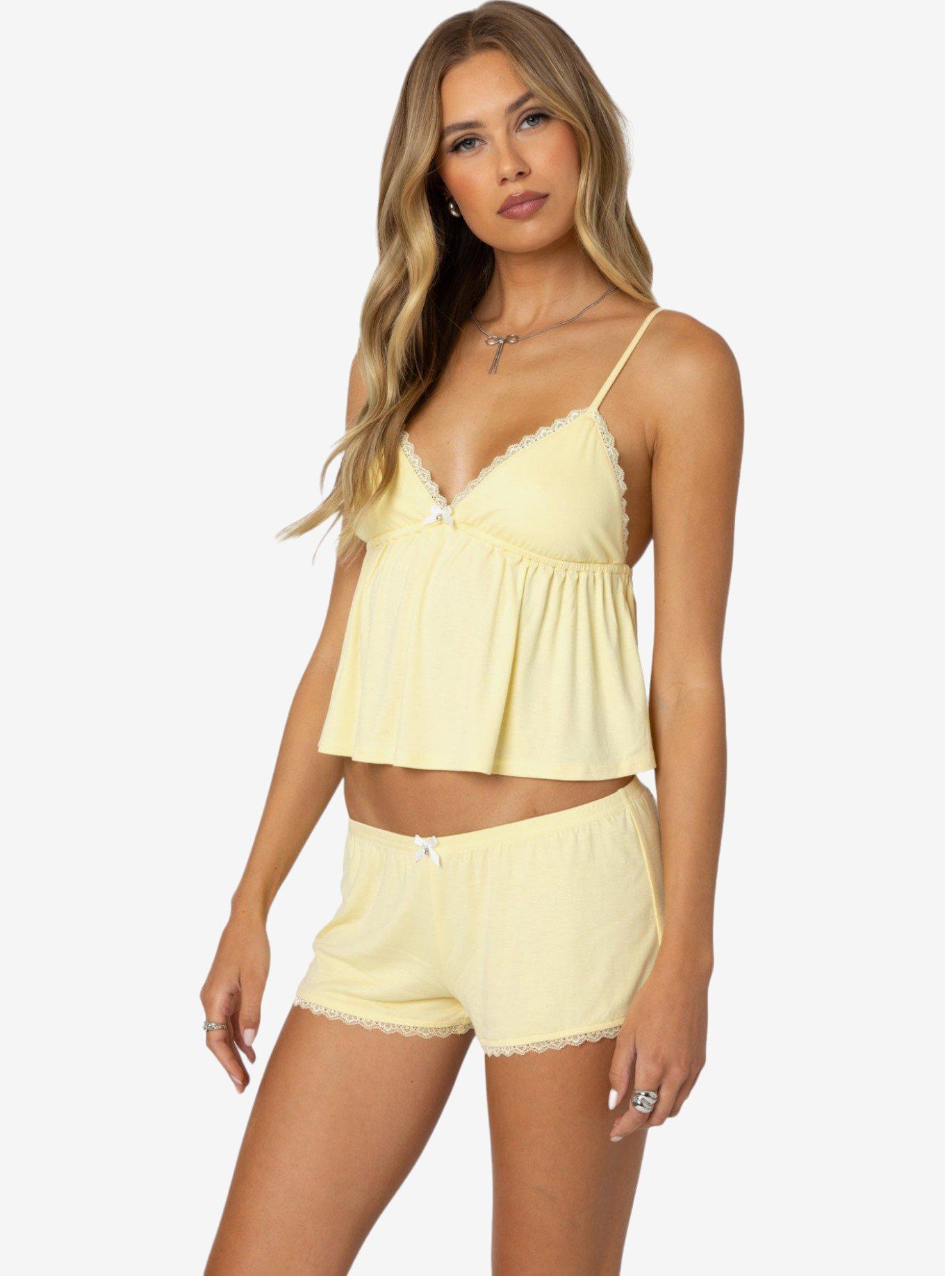 Edikted Buffy Babydoll Tank Top, BRIGHT YELLOW, alternate