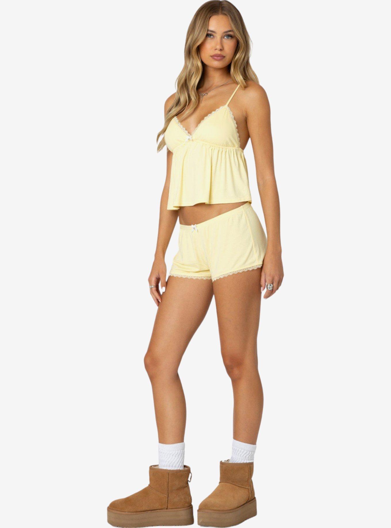 Edikted Buffy Babydoll Tank Top, BRIGHT YELLOW, alternate