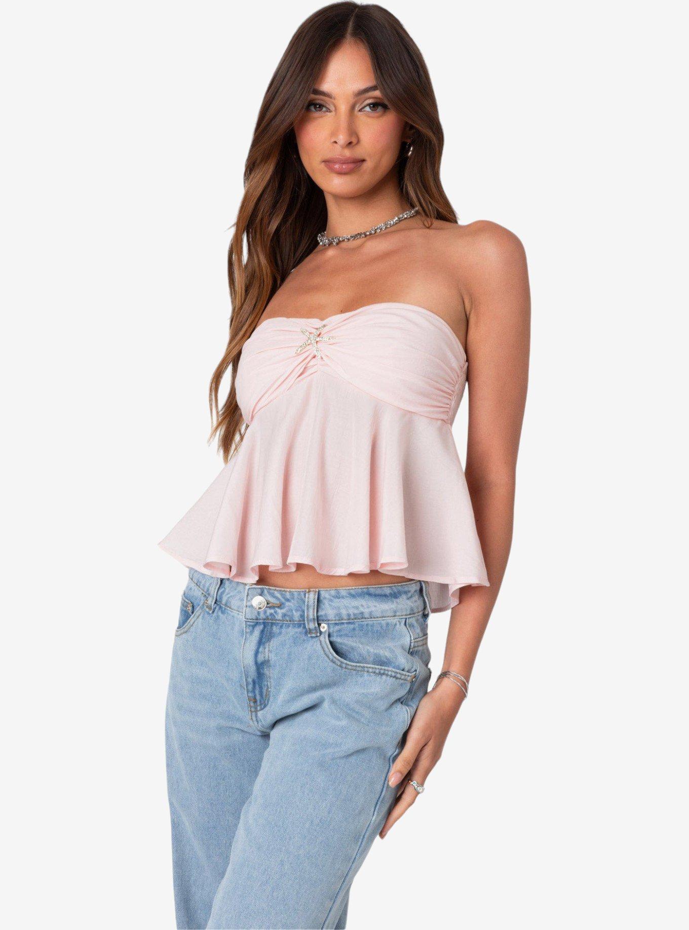 Edikted Starfish Strapless Top, PINK, alternate